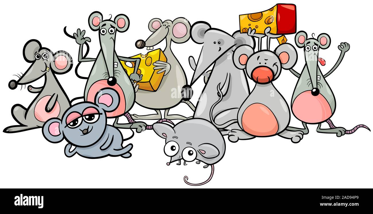 Cartoon caractères souris avec du fromage Banque D'Images