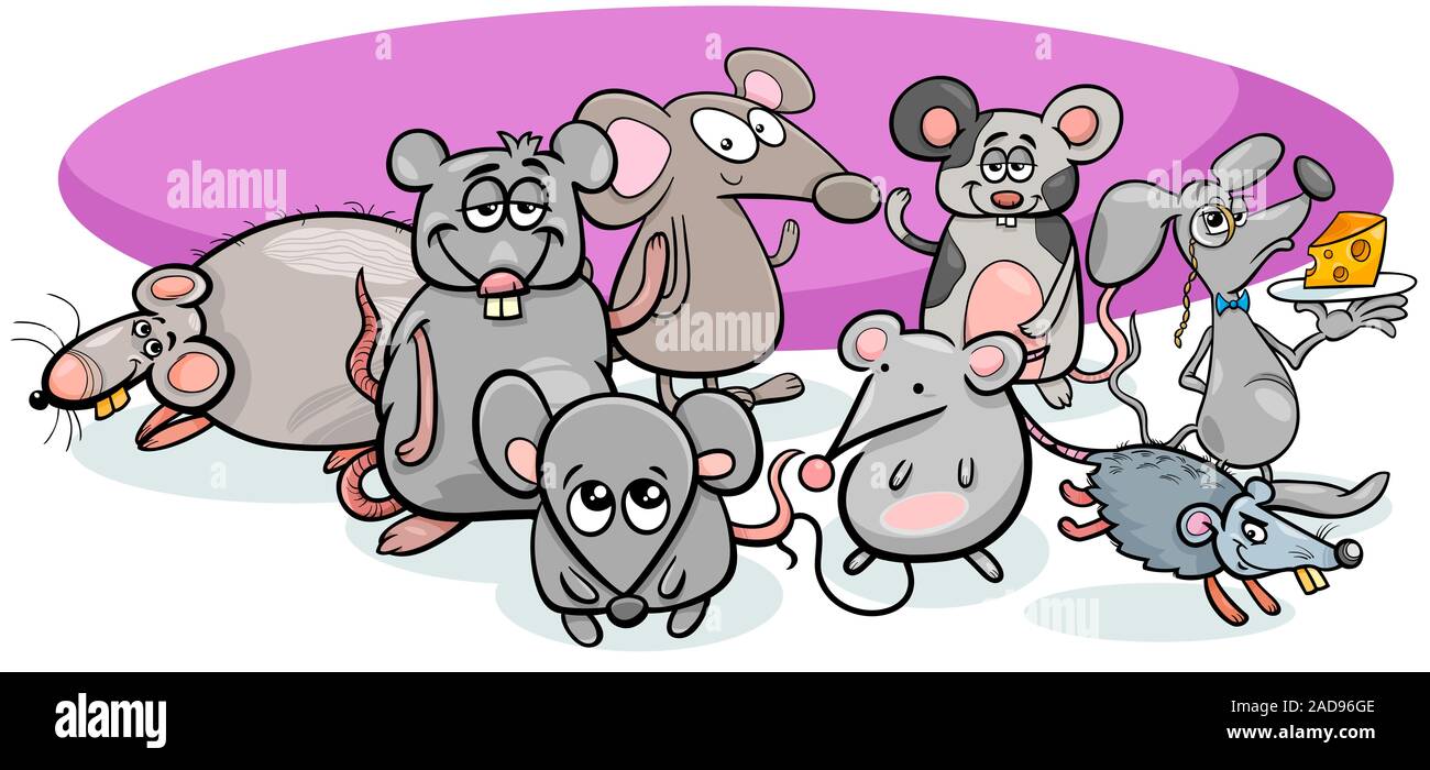Cartoon caractères souris avec du fromage Banque D'Images