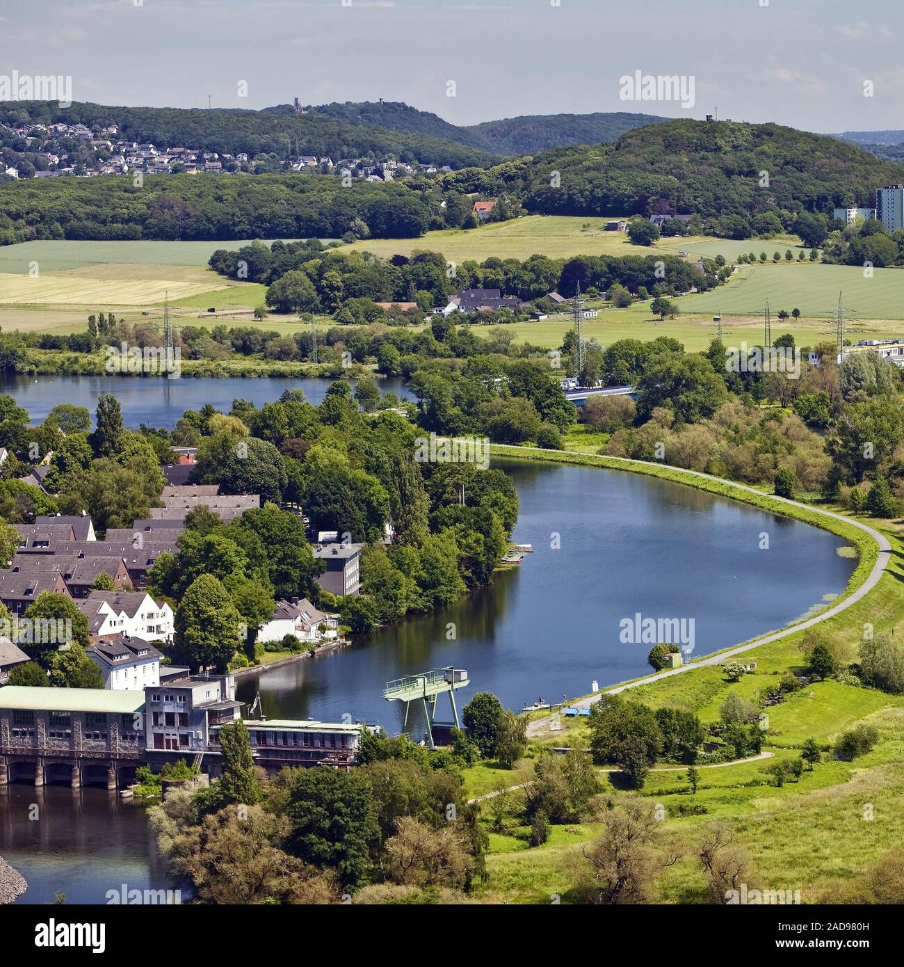 Vue de Volmarstein à la Ruhr, Wetter/Ruhr, Nordrhein-Westfalen, Germany, Europe Banque D'Images