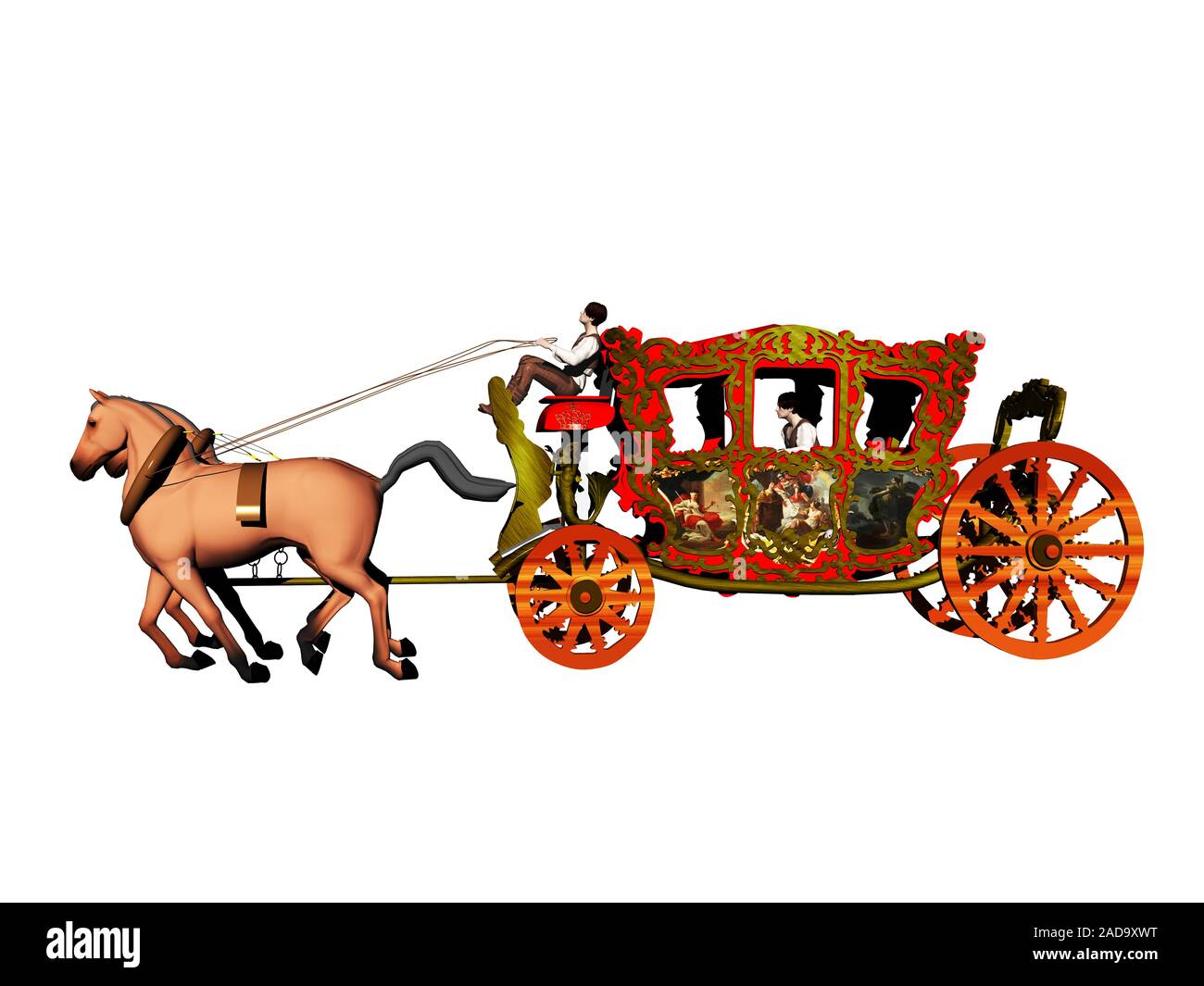 Chariot royal avec des chevaux de trait Banque D'Images