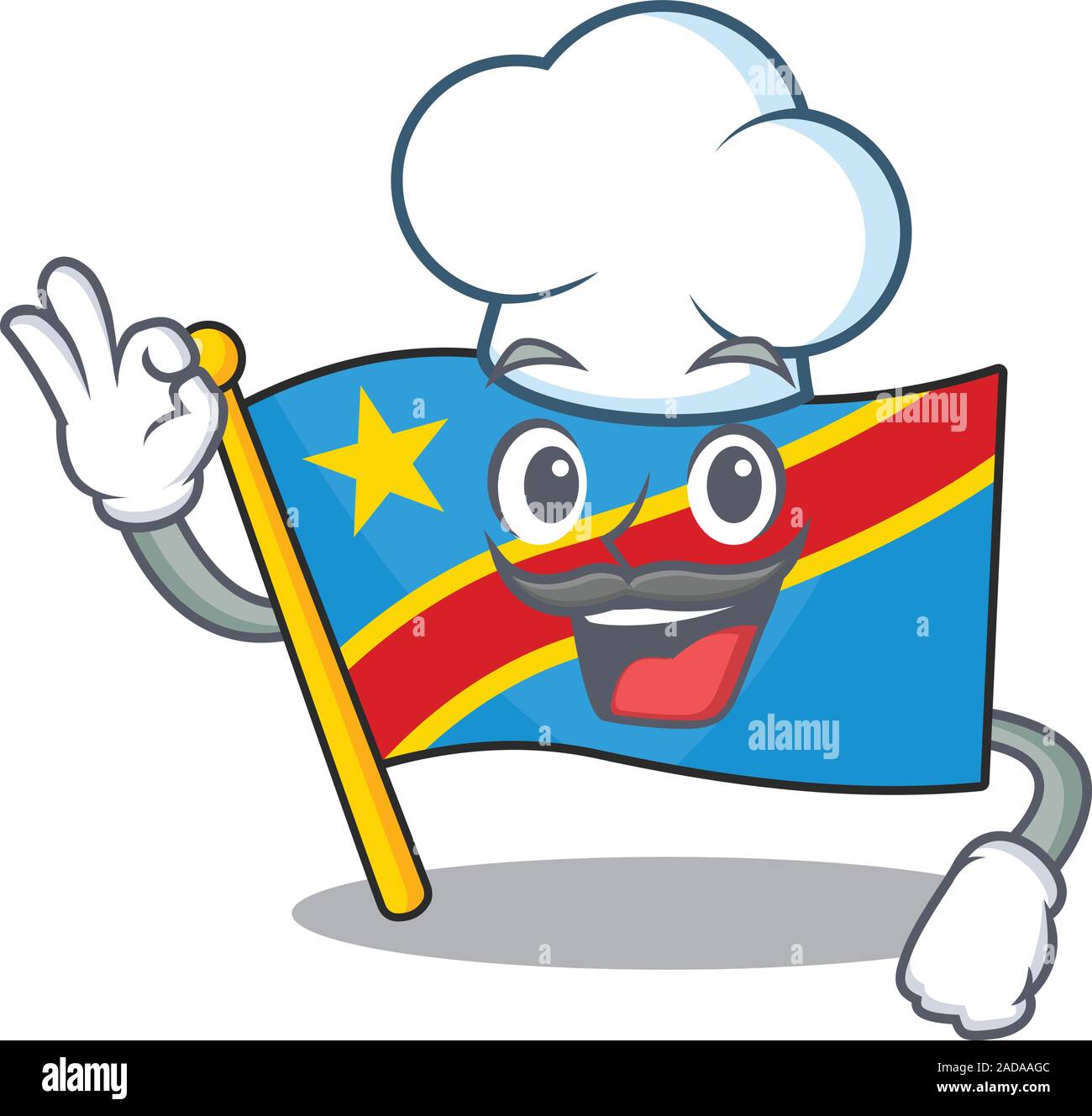 Happy Chef drapeau république démocratique personnage avec white hat Illustration de Vecteur