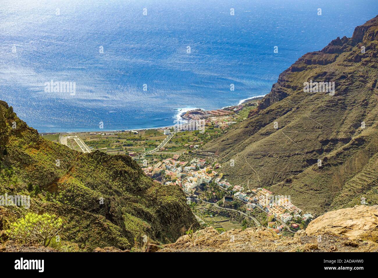 Belle vue depuis le sentier de randonnée de la baie de Valle Gran Rey, La Gomera, Espagne Banque D'Images