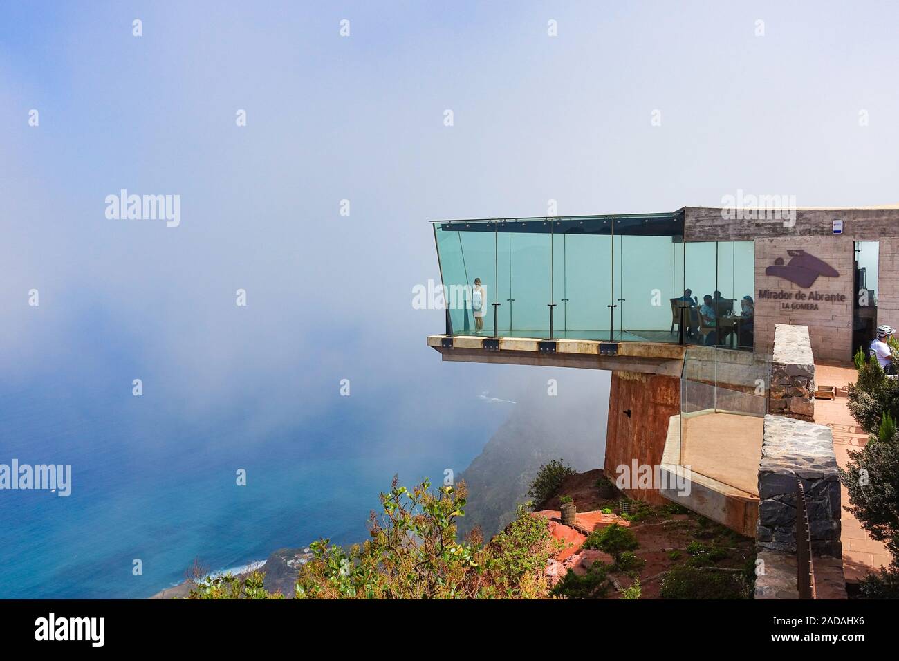 Au restaurant le point de vue Mirador de Abrante, La Gomera, Espagne Banque D'Images