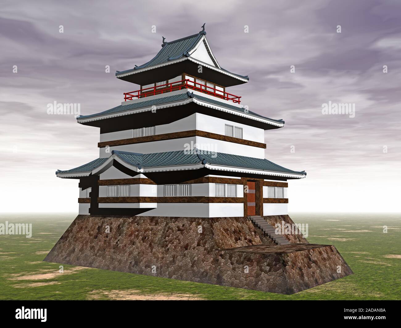Château japonais sur le sommet de la montagne Banque D'Images