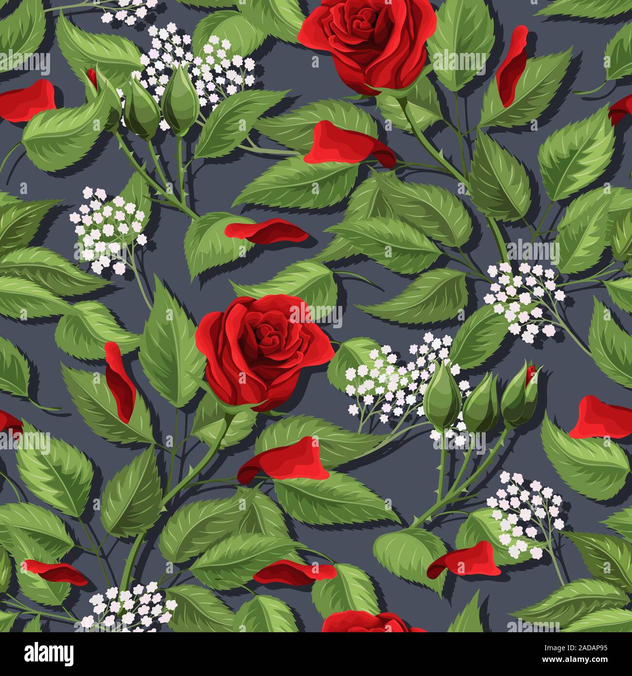 Jardin de fleurs rose rouge de texture. Floral Vecteur de fond transparent Illustration de Vecteur