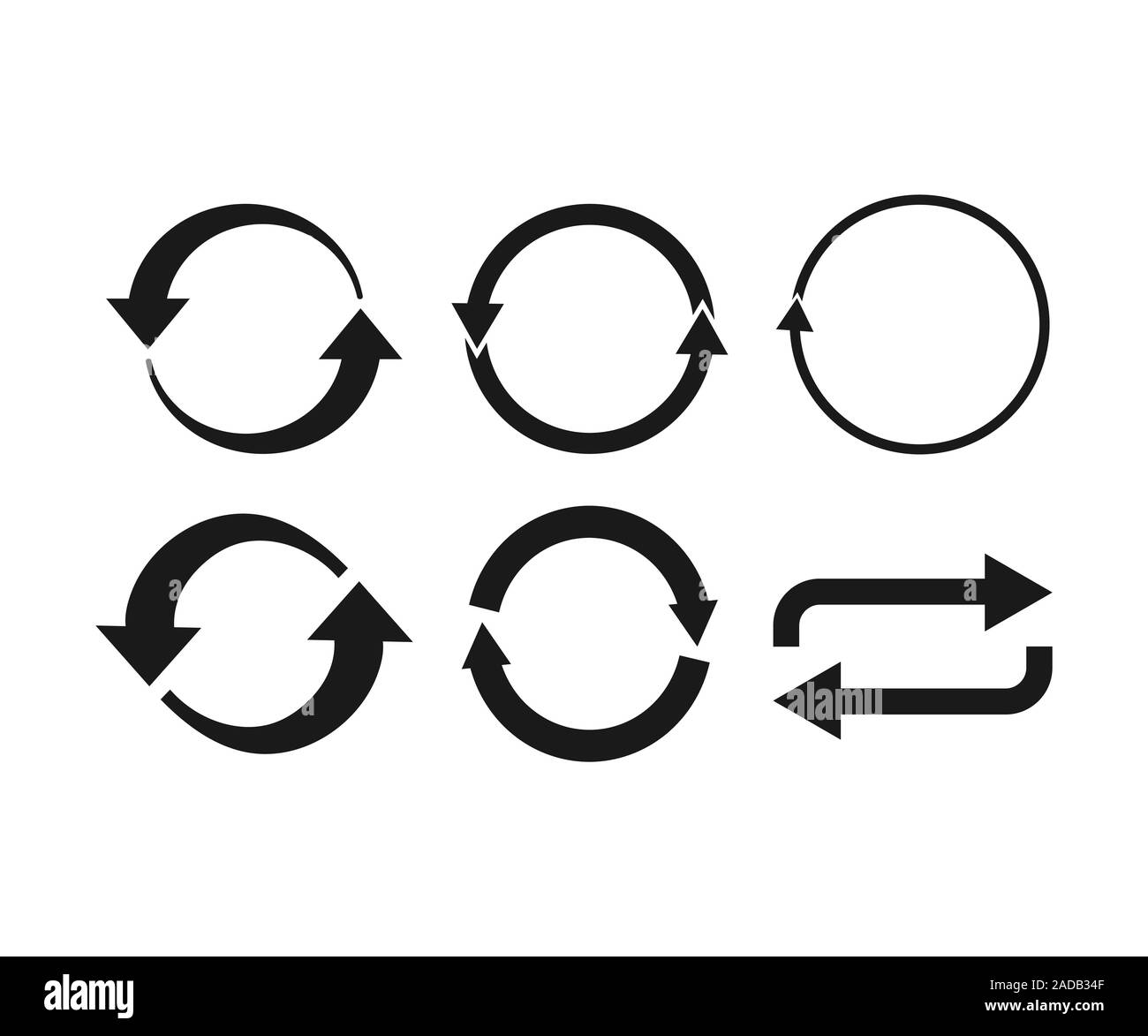 Flèches d'actualiser, de l'icône de recyclage. Vector illustration design plat, Illustration de Vecteur