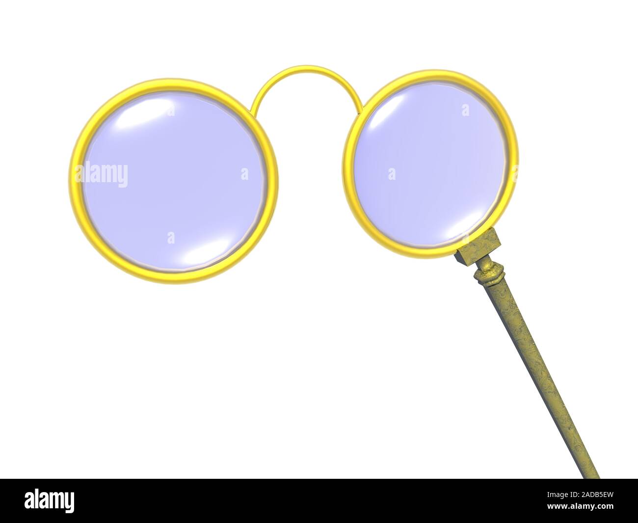 Lorgnon d'or avec lunettes teintées Banque D'Images