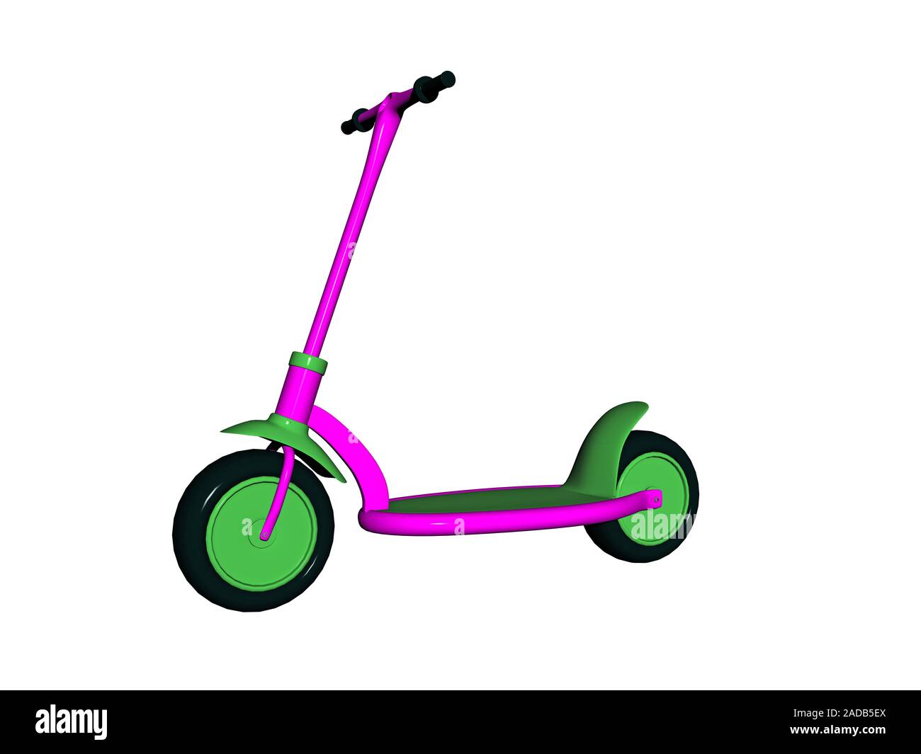 Green violet mini scooter Banque D'Images