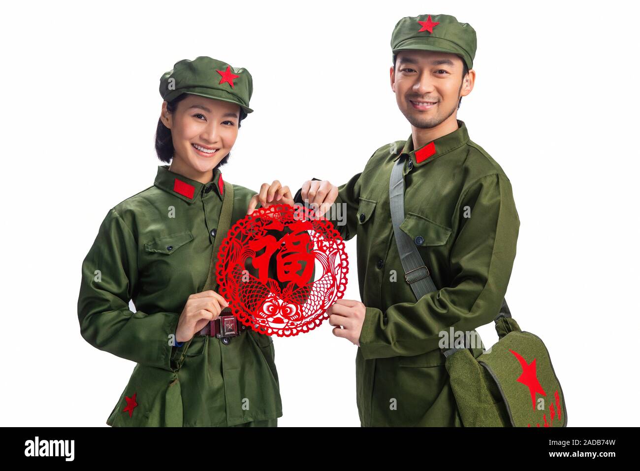 Photo Jeune couple en uniforme Banque D'Images