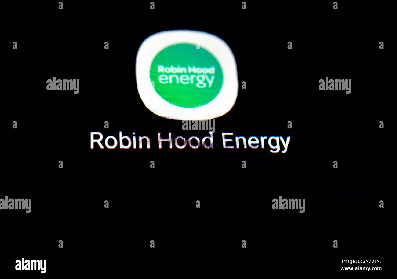 Logo de l'énergie Robin Hood phone app Banque D'Images
