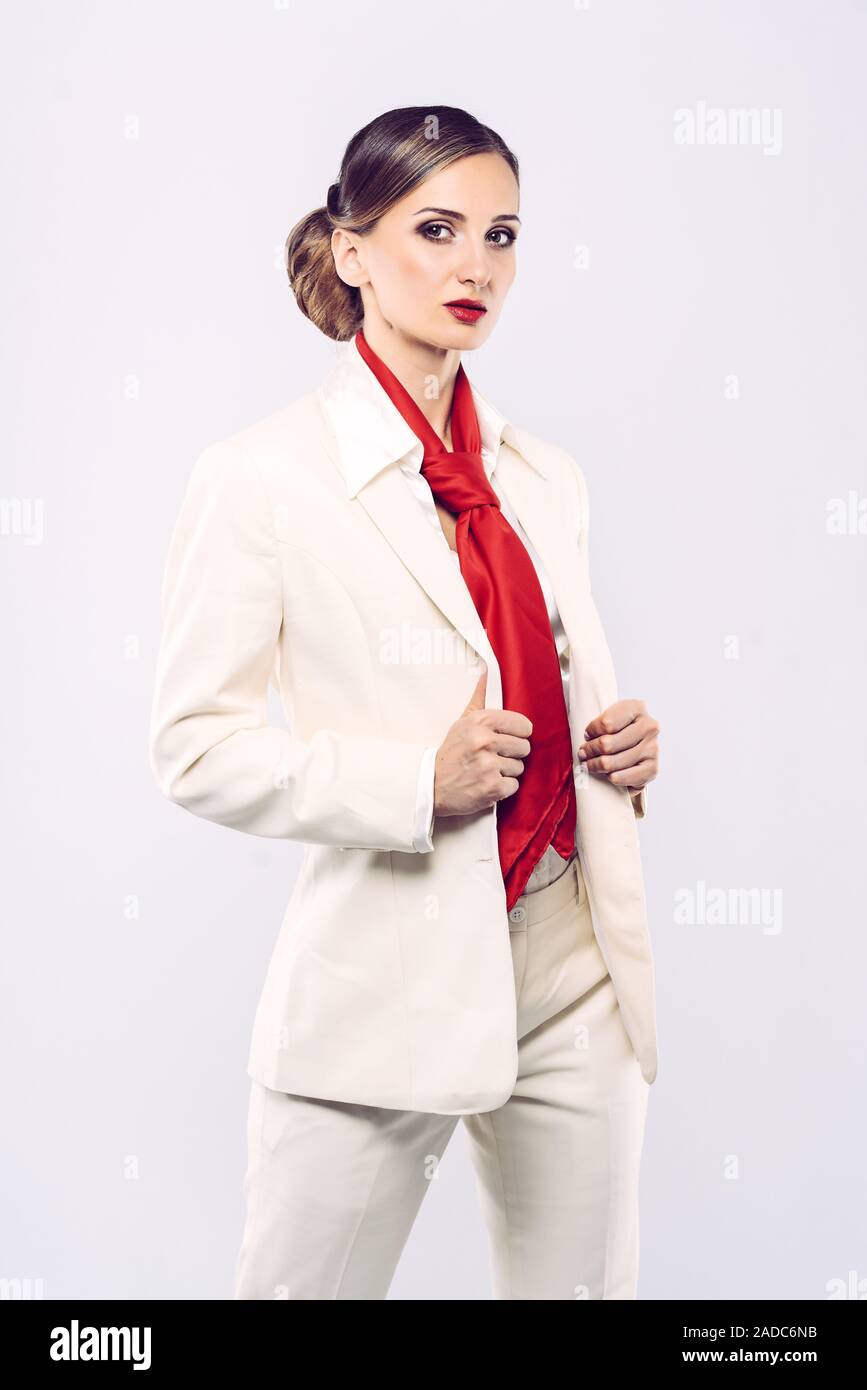 Modèle élégant et coûteux costume blanc Banque D'Images