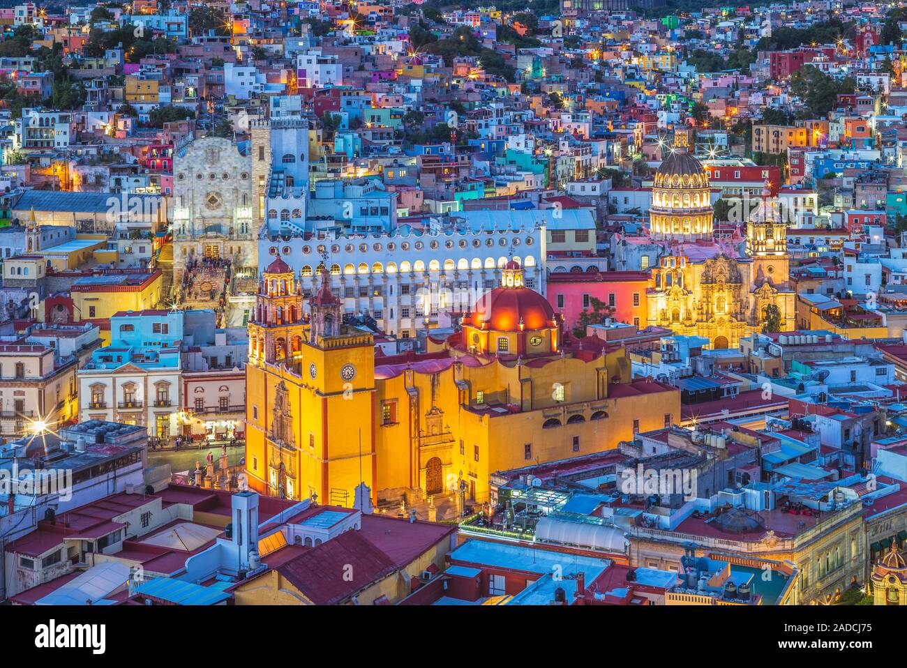 Vue aérienne de la cathédrale de Guanajuato au Mexique Banque D'Images