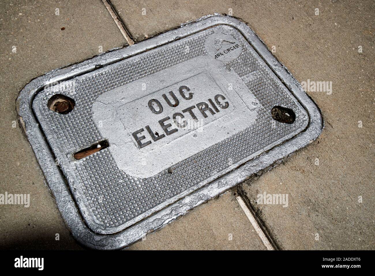 Orlando utilities commission utilitaire électrique couvercle de trou d'access point ville d'Orlando Floride usa Banque D'Images