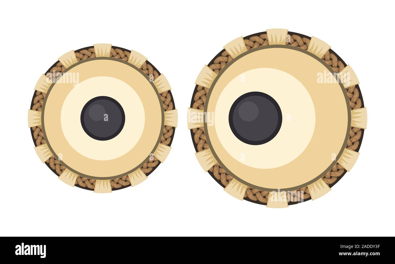 Instrument de musique indienne tabla avec vue de dessus pour votre conception de l'affiche. Vector illustration. Illustration de Vecteur