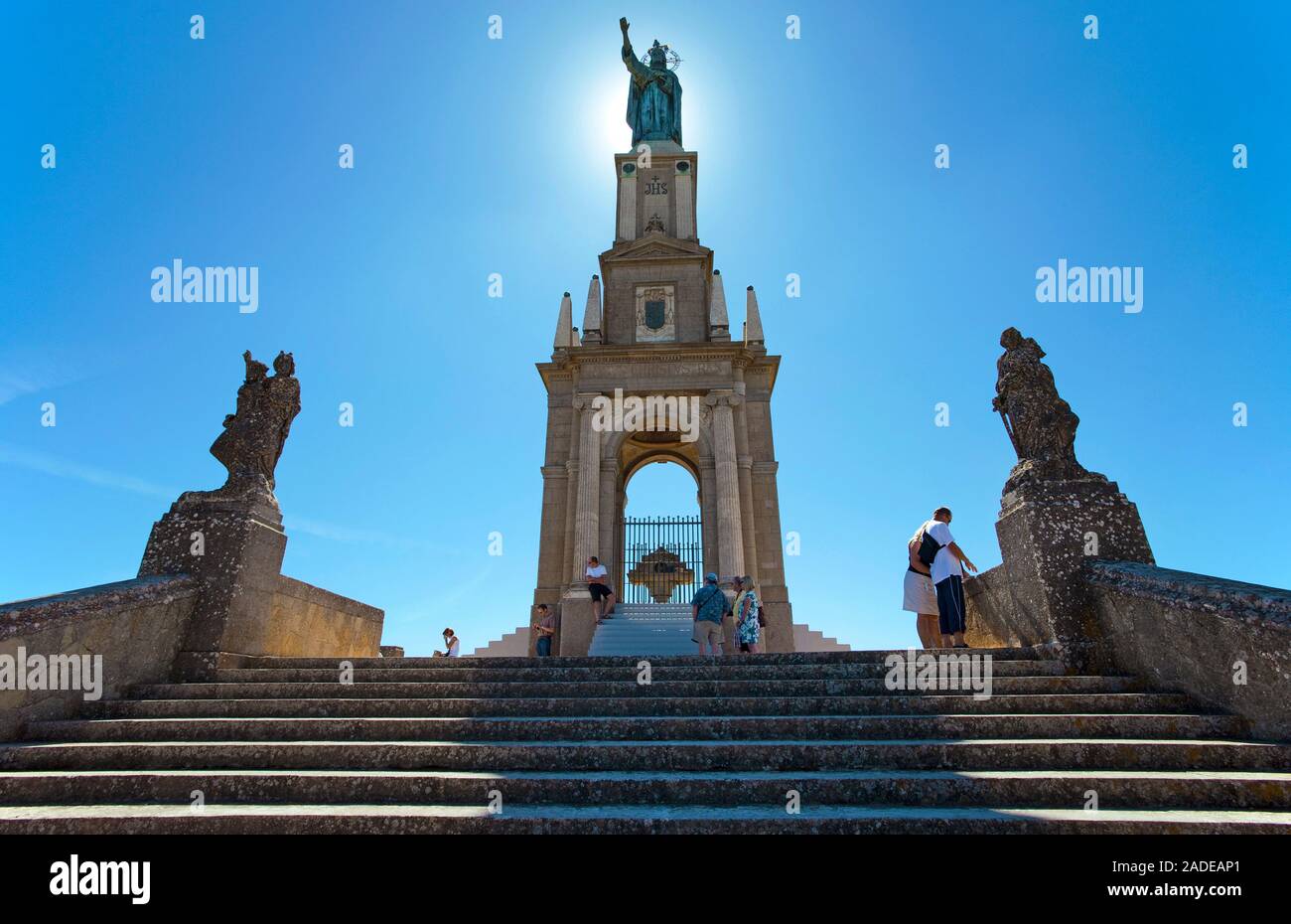 Christo Rei Monument, Monument au Christ Roi monastère Santuari de Sant Salvador sur le dessus de la colline Puig de Sant Salvador, Felanitx, Majorque, Espagne Banque D'Images