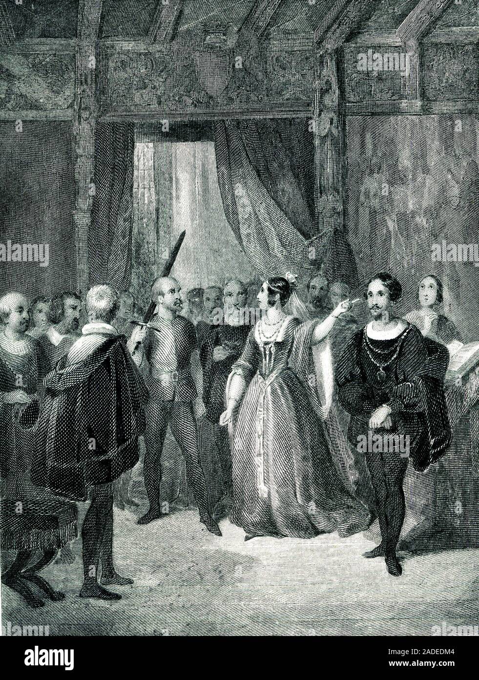 Tudor 'Marie' par Hugo, 19ème siècle illustration. Cette scène montre