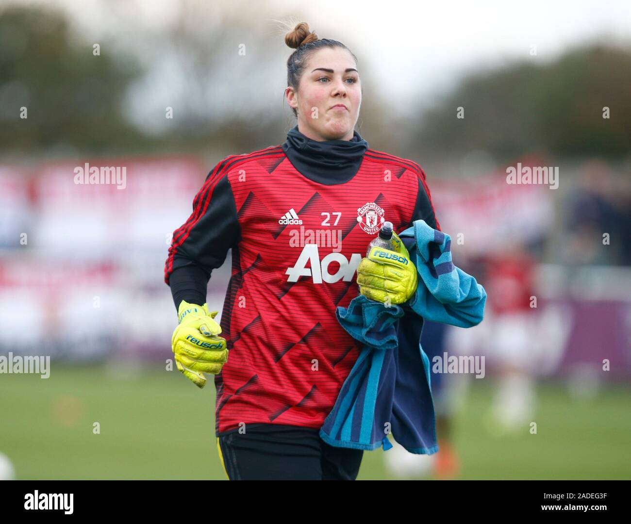 DAGENHAM, EN ANGLETERRE - 01 DÉCEMBRE : Mary Earps Femmes de Manchester United au cours de la Barclays Women's super match de championnat entre West Ham United et les femmes M Banque D'Images