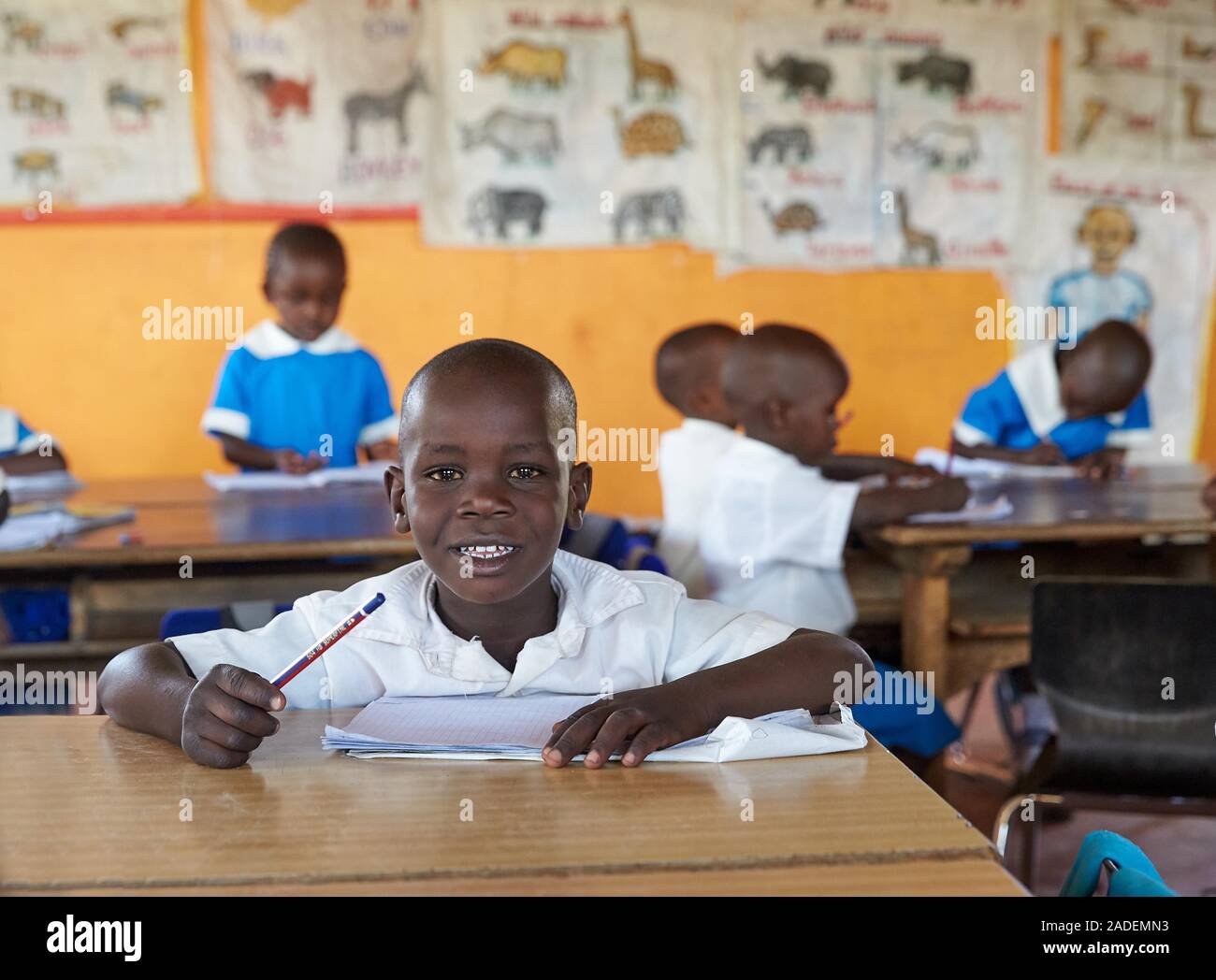 Les élèves de l'école 24 dans l'éducation préscolaire dans la classe, Mirisa-Academy, Nakuru, Kenya Banque D'Images
