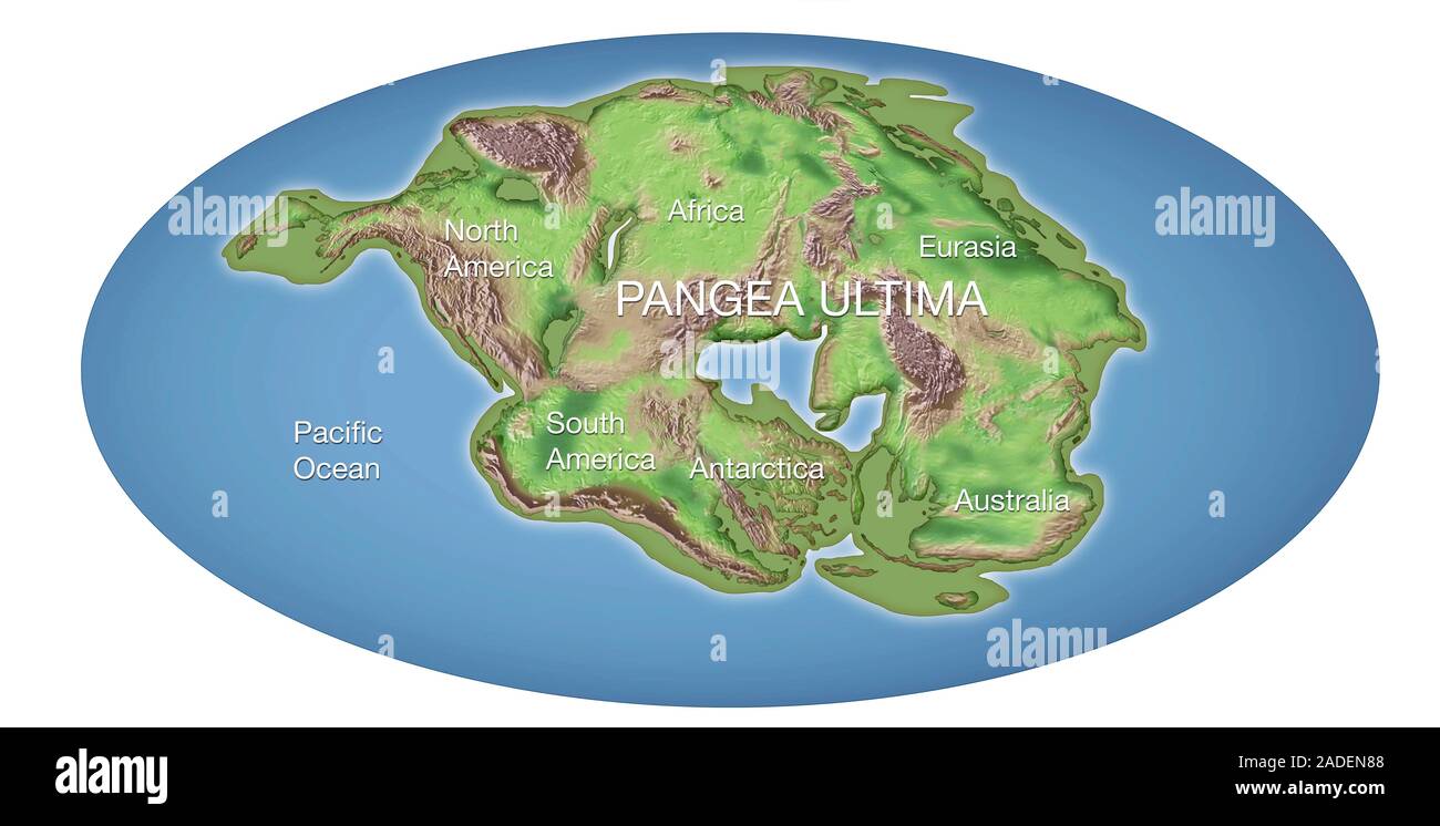Pangée La dérive après 250 millions d'années, montrant le supercontinent de ...