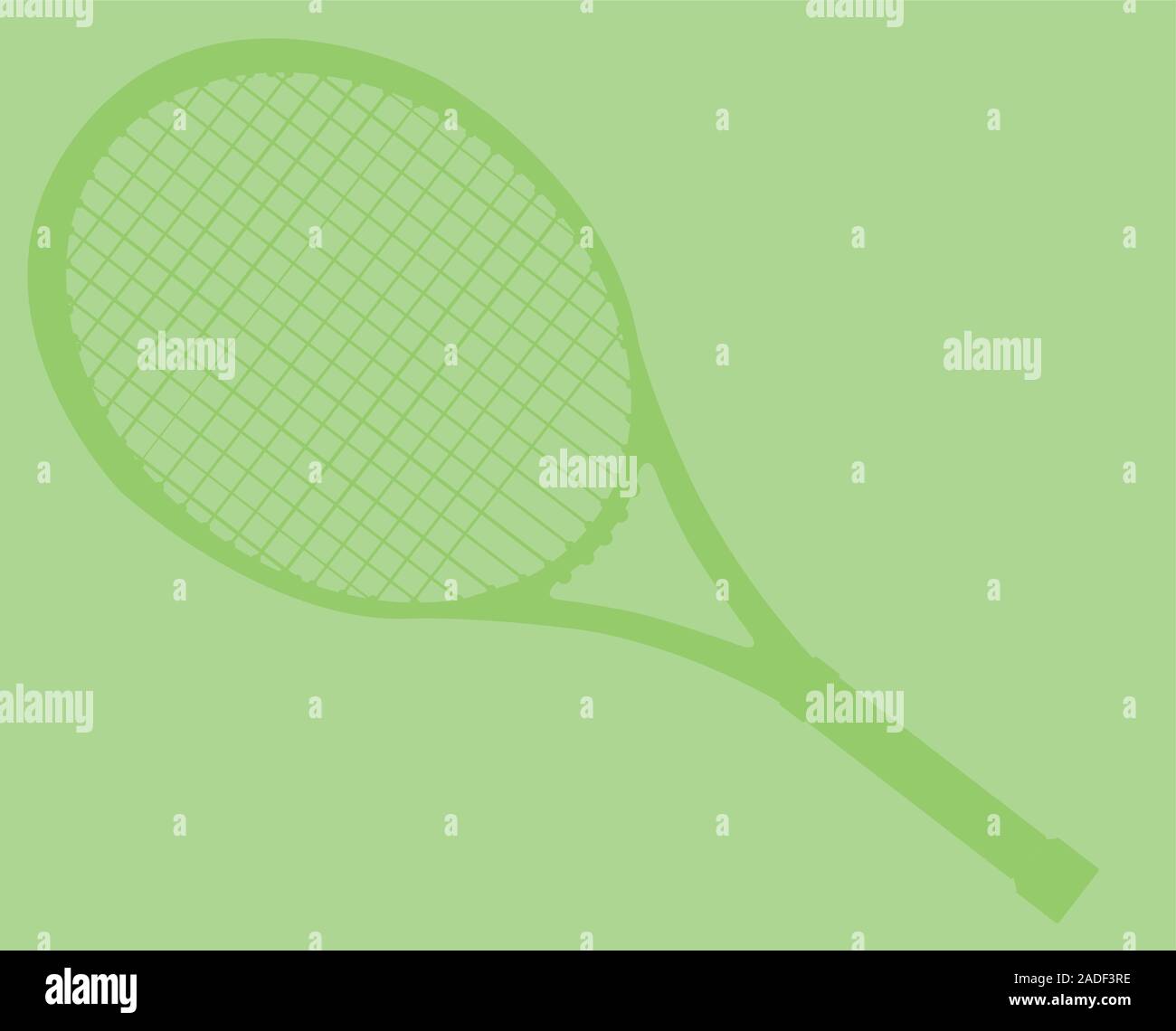 Une raquette de tennis dans contour vert sur fond vert Illustration de Vecteur