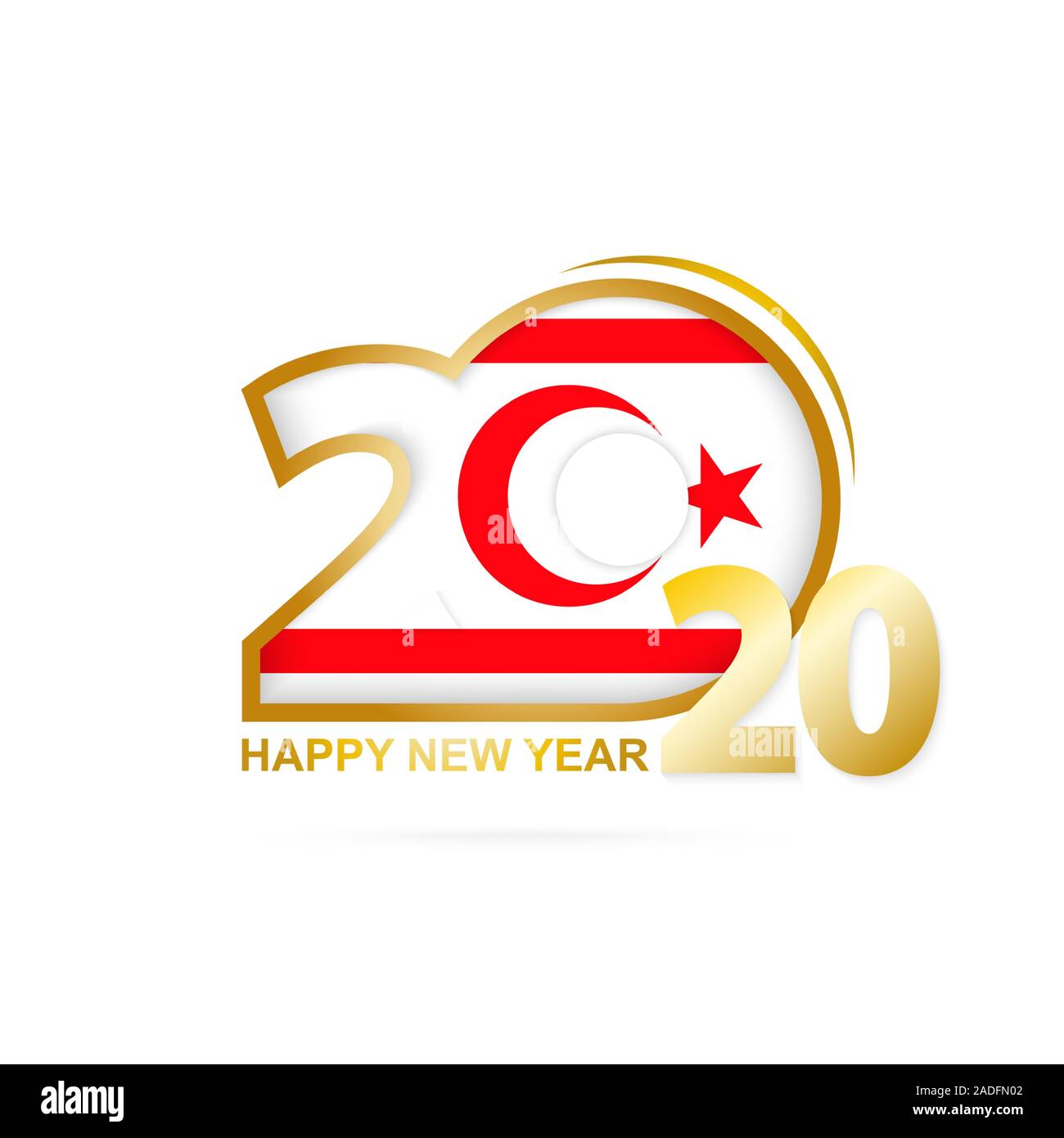 Année 2020 avec drapeau Chypre du Nord. Bonne Année Design. Vector Illustration. Illustration de Vecteur