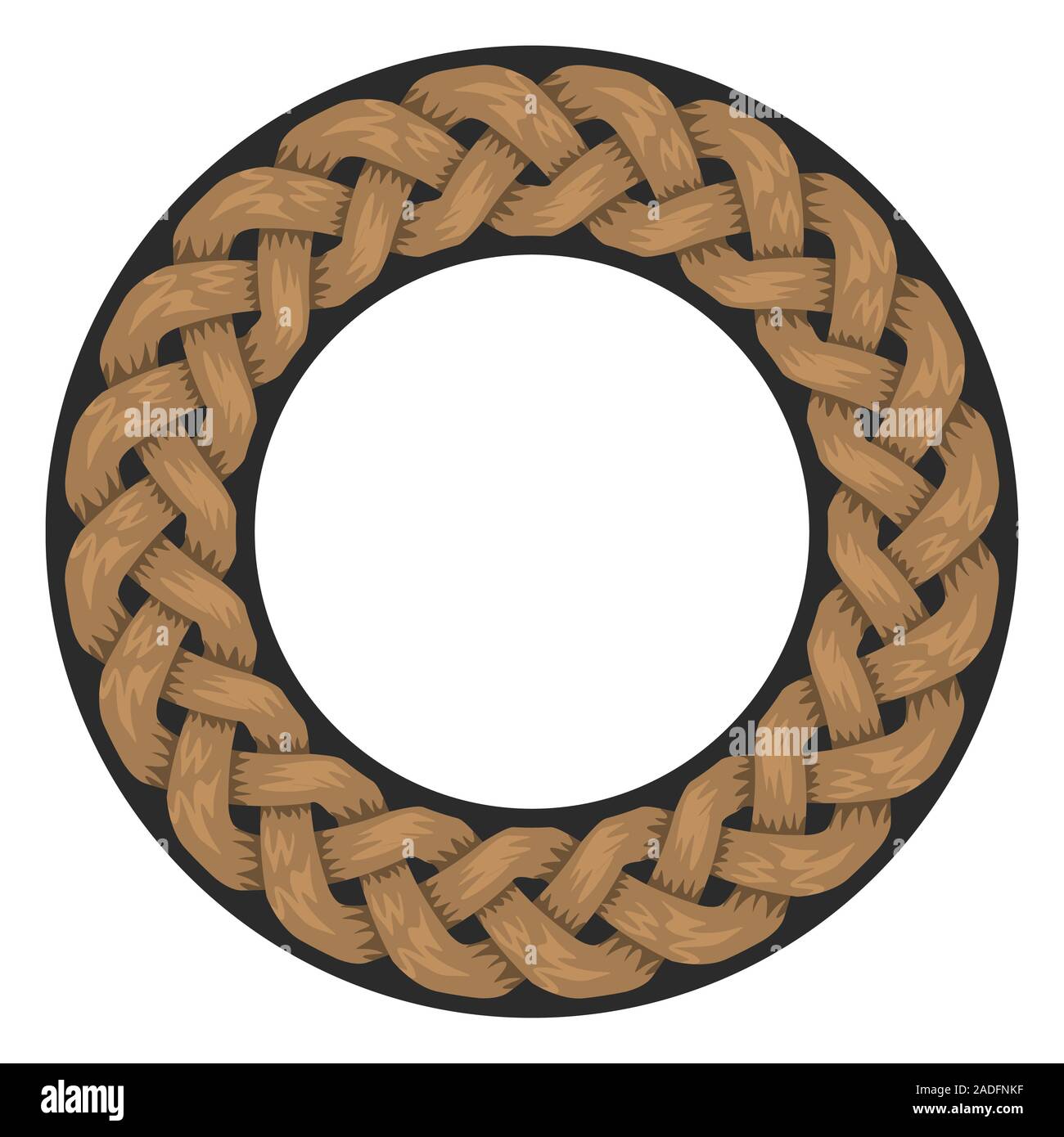 Cordes tissées cadre ou une bordure avec forme du cercle avec copyspace pour votre conception. Vector illustration. Illustration de Vecteur