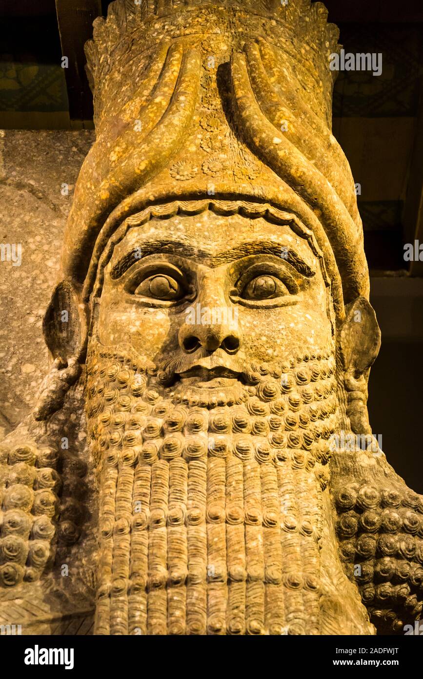 Un lamassu du palais de Sargon II à Dur-Sharrukin, Université de Chicago, l'Institut Oriental Hyde Park, Chicago, Illinois, États-Unis Banque D'Images