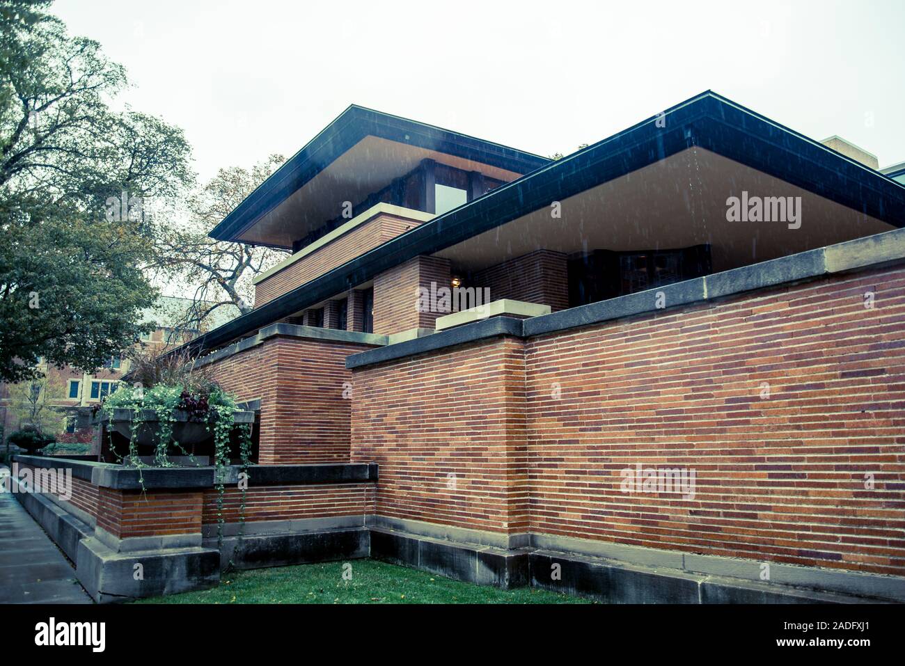 Frederick C. Robie House, conçu par Frank Lloyd Wright, Hyde Park, Chicago, Illinois, États-Unis Banque D'Images