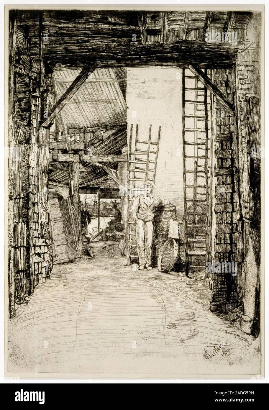 James McNeill Whistler, The Lime Burner, Drypoint, 1859 Banque D'Images