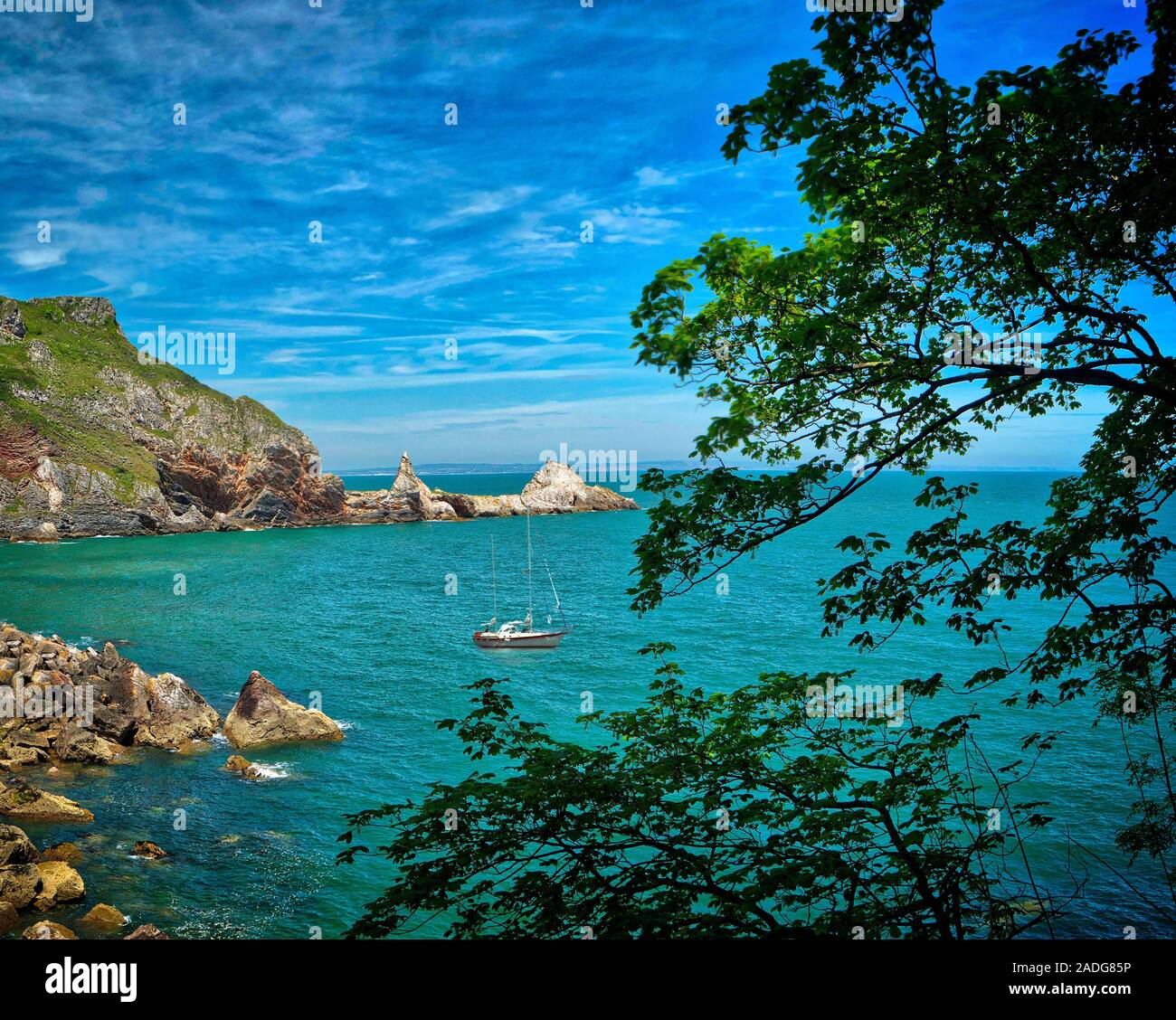 Go - DEVON : Anstey's Cove près de Babbacombe (image HDR) Banque D'Images