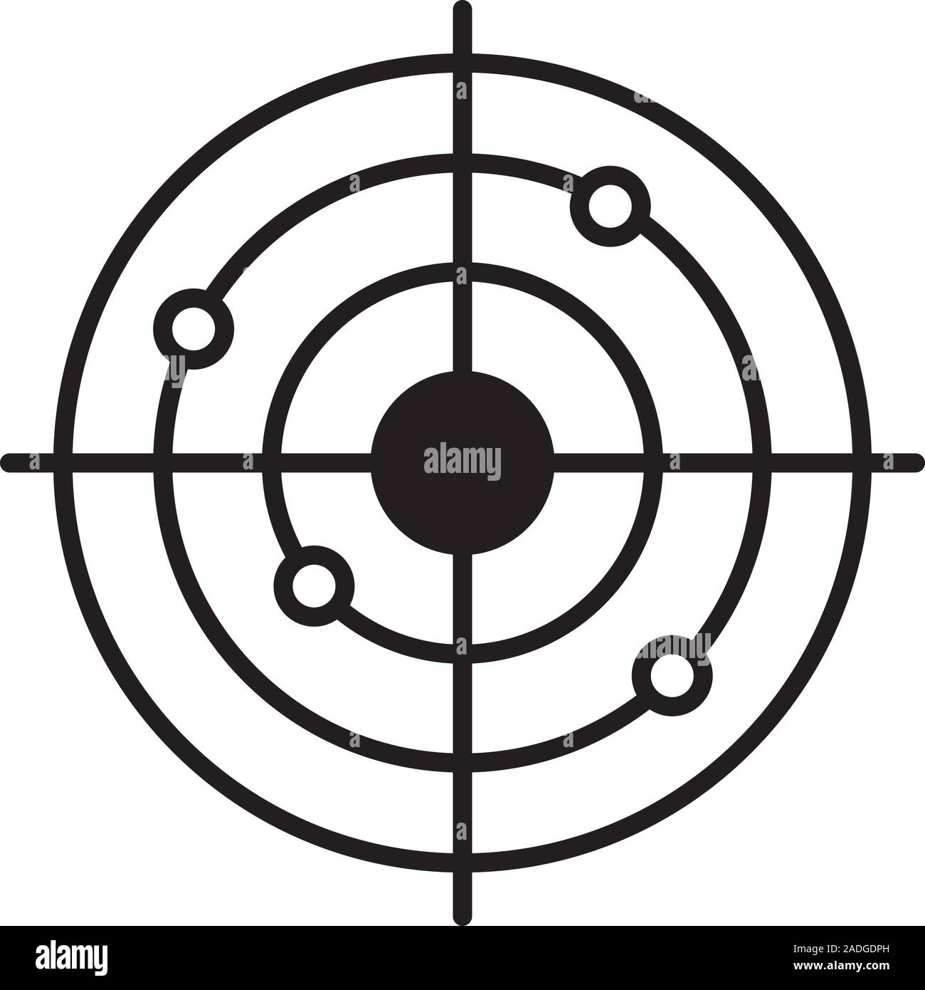 Plage de prise de vue icône linéaire. Fine ligne radar illustration. Cible des armes à feu avec trous de balle symbole de contour. Dessin vectoriel aperçu isolés Illustration de Vecteur