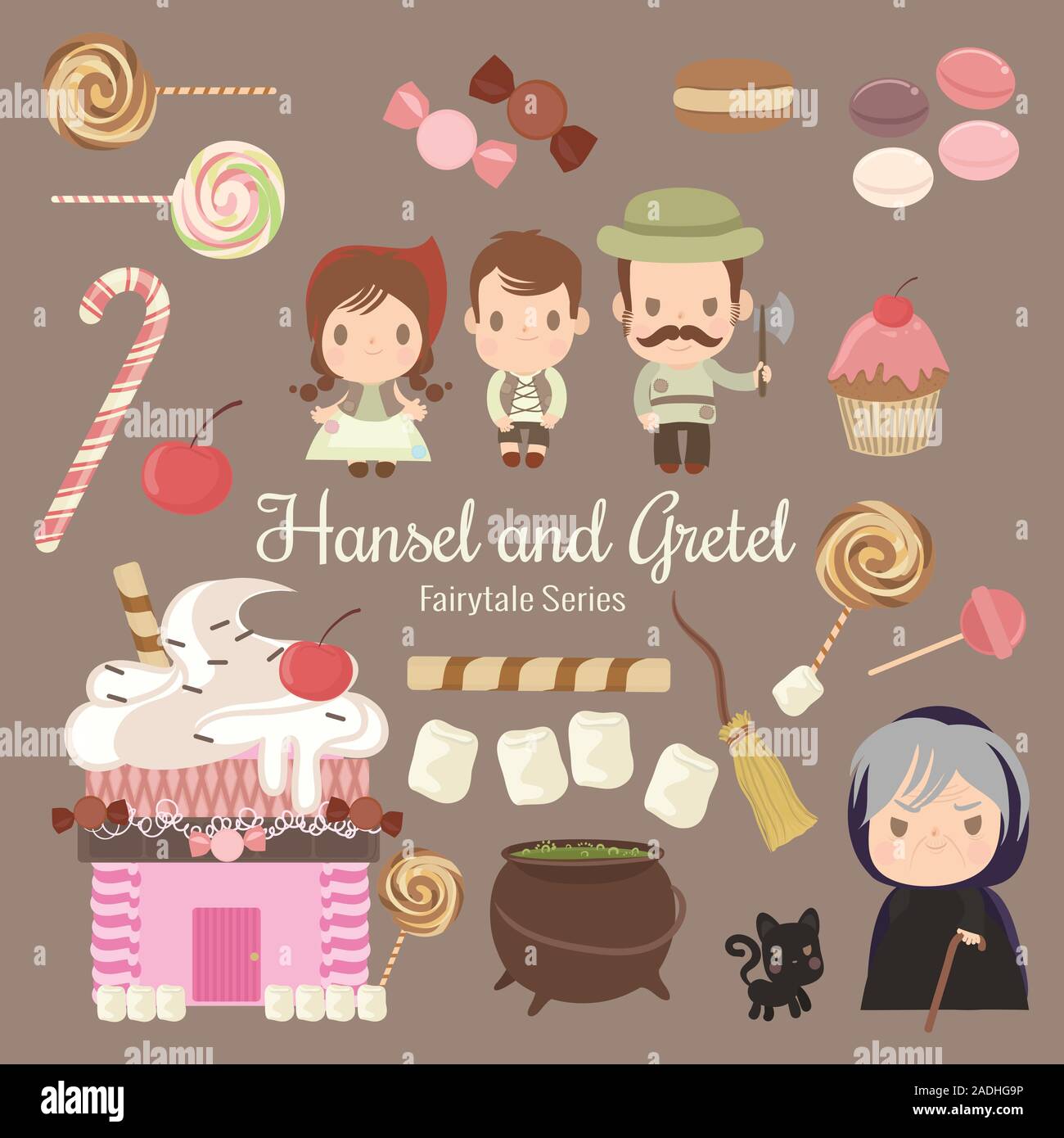 Série de conte de Hansel et Gretel Illustration de Vecteur