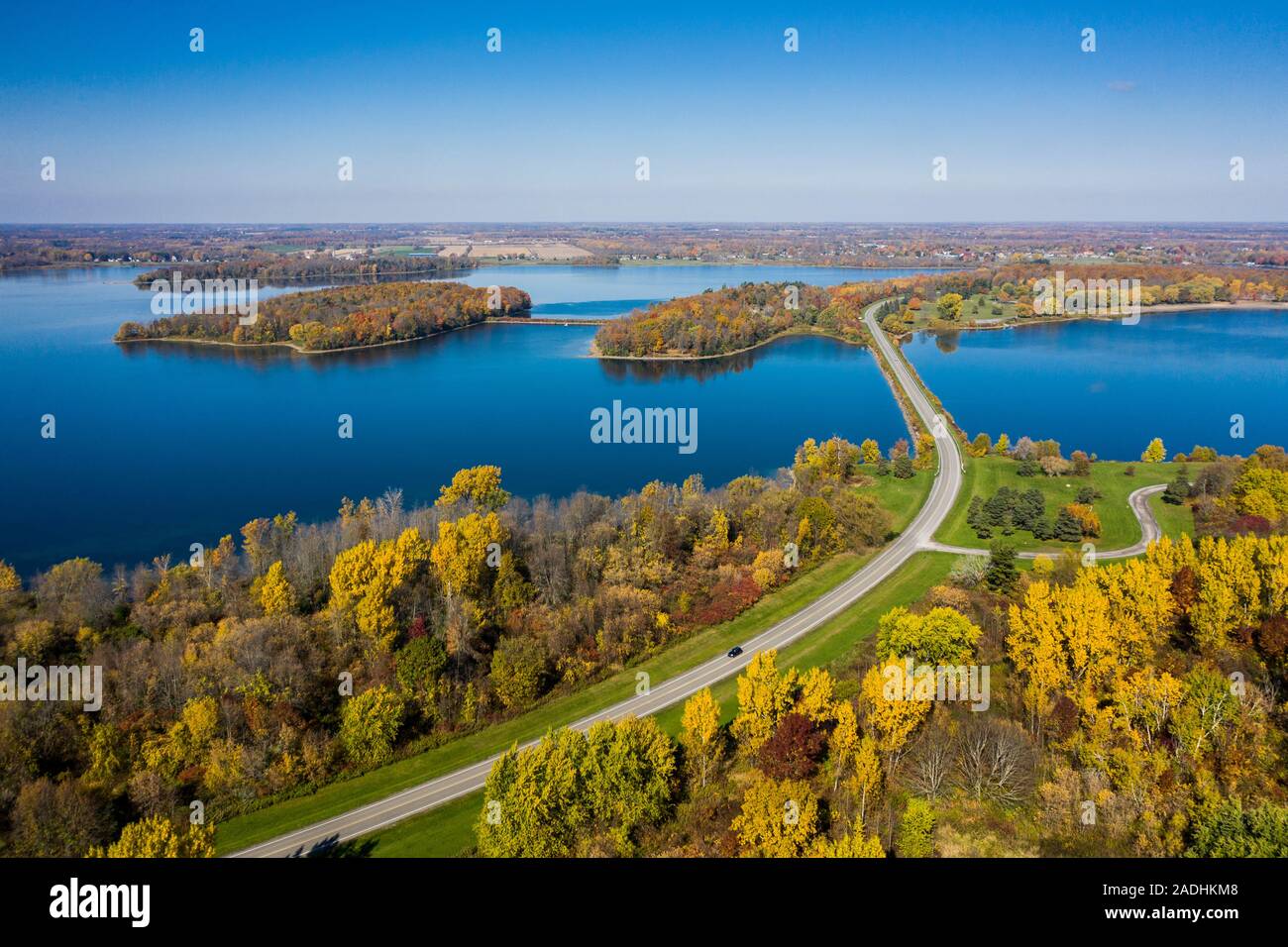 L'automne vue aérienne de St.Lawrence Park dans les Mille-Îles, Canada Banque D'Images