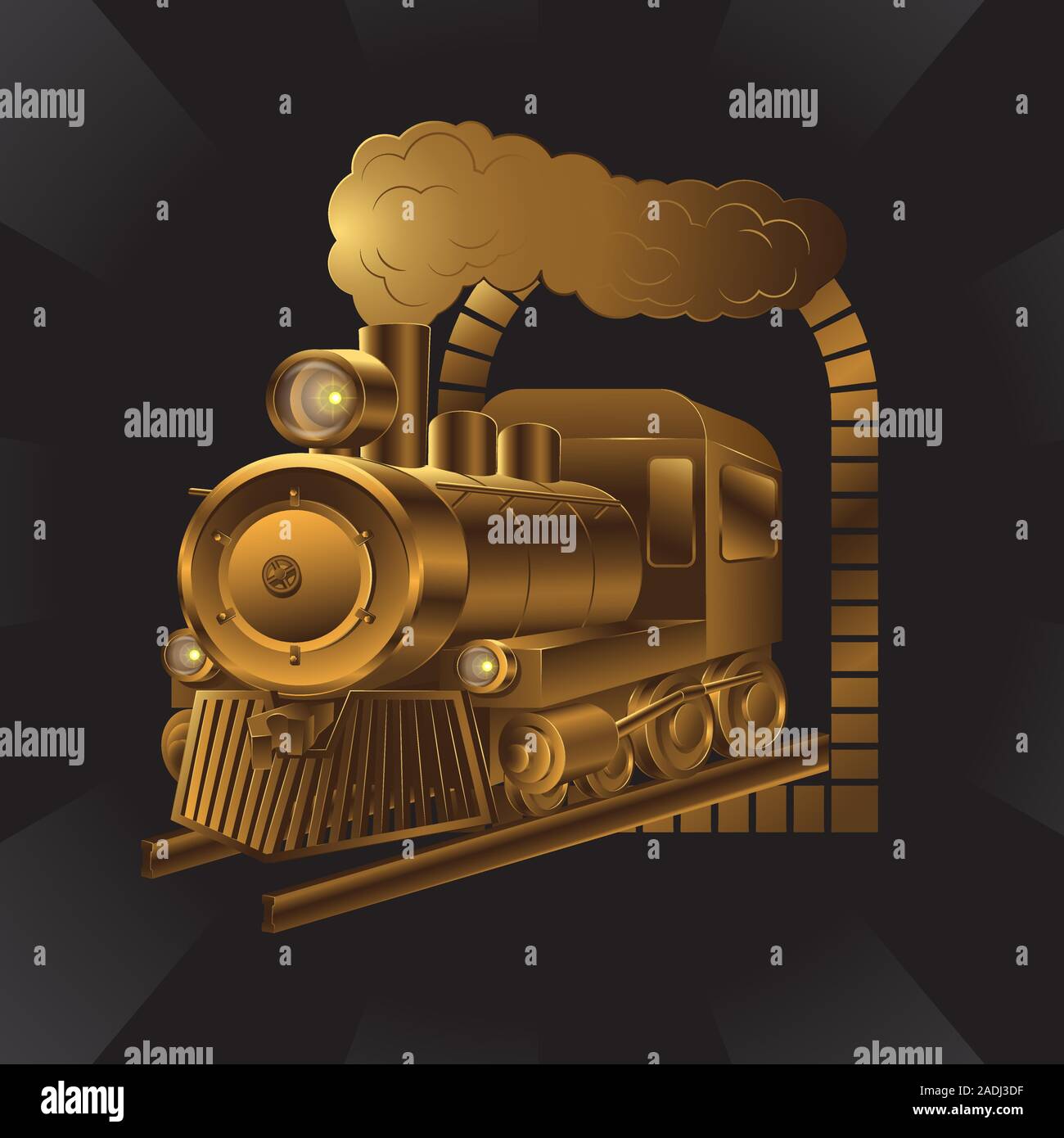 Vintage transport train d'or isolé sur un fond noir. Image vectorielle Illustration de Vecteur