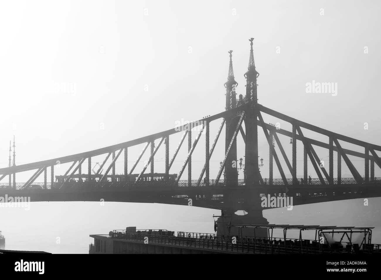Le Pont de la liberté à Budapest en Hongrie, il se connecte Buda et Pest villes du Danube à Budapest pont plus court. ville. Les voyages. Banque D'Images