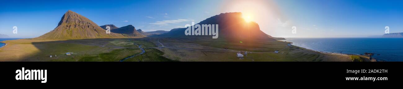 Vue panoramique, Arnarfjordur, fjord, Islande Westfjords Banque D'Images