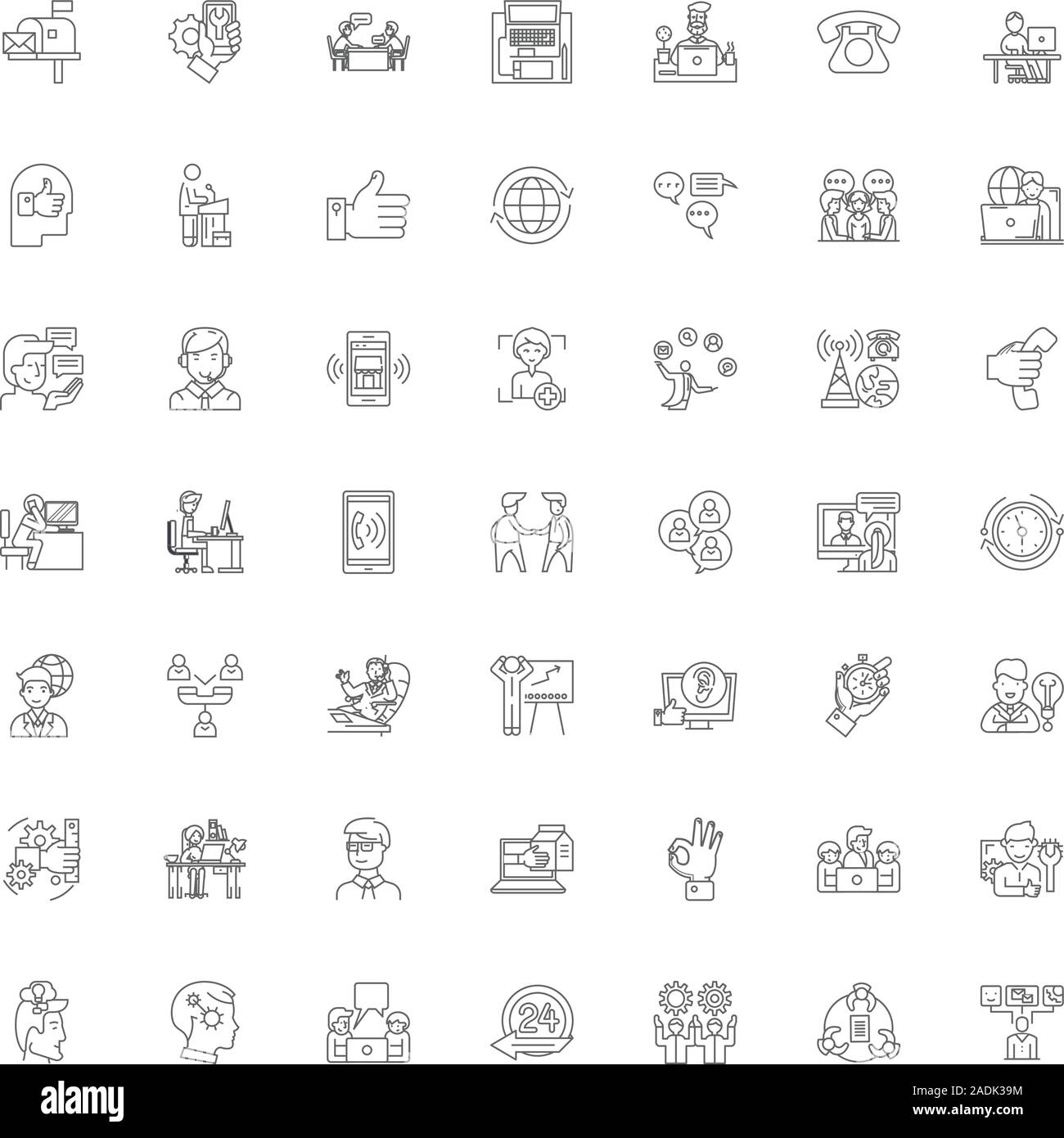Ligne de soutien client icônes, signes, symboles, vecteur illustration ...