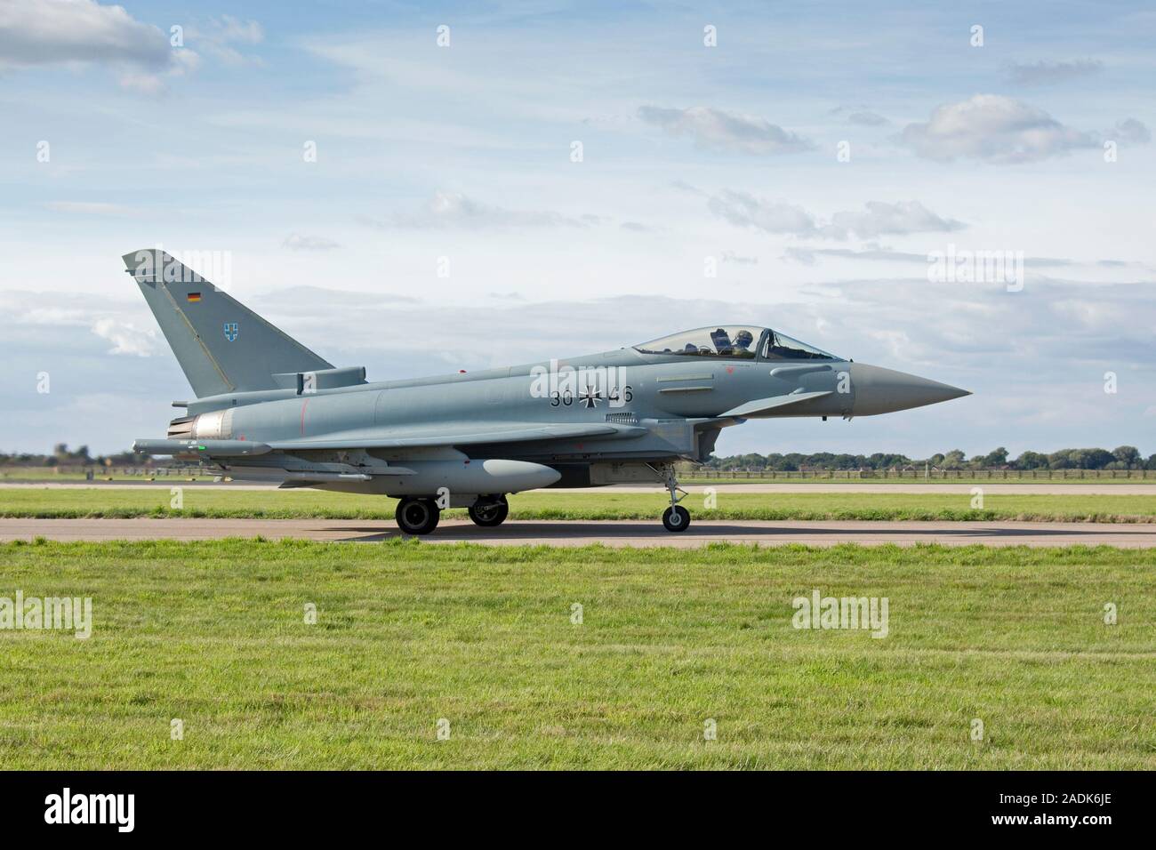 L'Eurofighter Typhoon 30 +46 du TLG 73 German Air Force, basé à Laage, vu sur l'exercice à RAF Coningsby, Lincolnshire le 13 septembre 2018. Banque D'Images