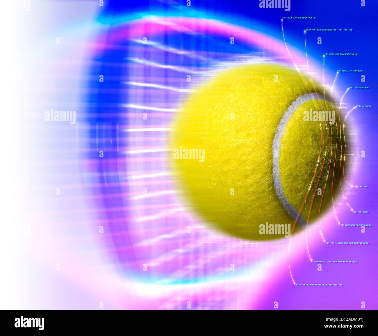 Balle de tennis. Ordinateur conceptuel artwork d'une balle de tennis et la  vitesse de trajectoire. Cela pourrait représenter des mesures de  l'aérodynamique du ballon à l'aide ma Photo Stock - Alamy