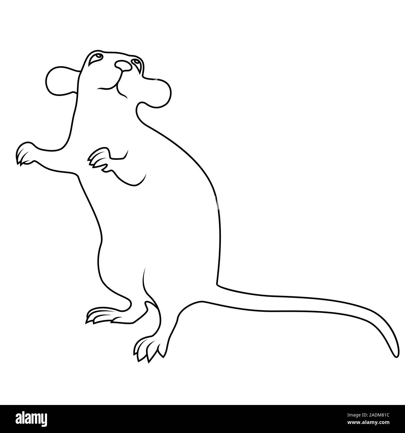 Contour noir de signe de zodiaque Rat, hand drawn illustration isolé sur fond blanc Illustration de Vecteur