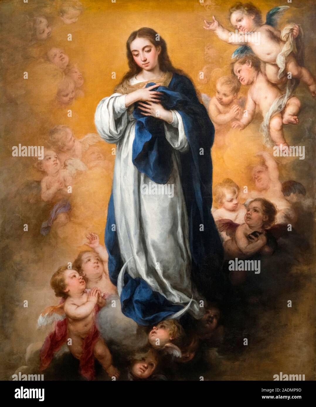Vierge de l'Immaculée Conception par Bartolomé-Esteban Murillo (1617-1682), huile sur toile, c.1670. Banque D'Images