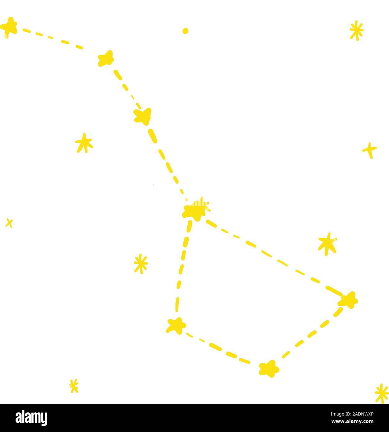 Ursa Magor - constellation du Grand Ours avec des étoiles de couleur jaune en gribouillages style dessiné à la main. Pour Impression t-shirt pour enfants illustrations de mode enfants et adultes livres. L'illustration de mode dessin dans un style moderne. Illustration de Vecteur
