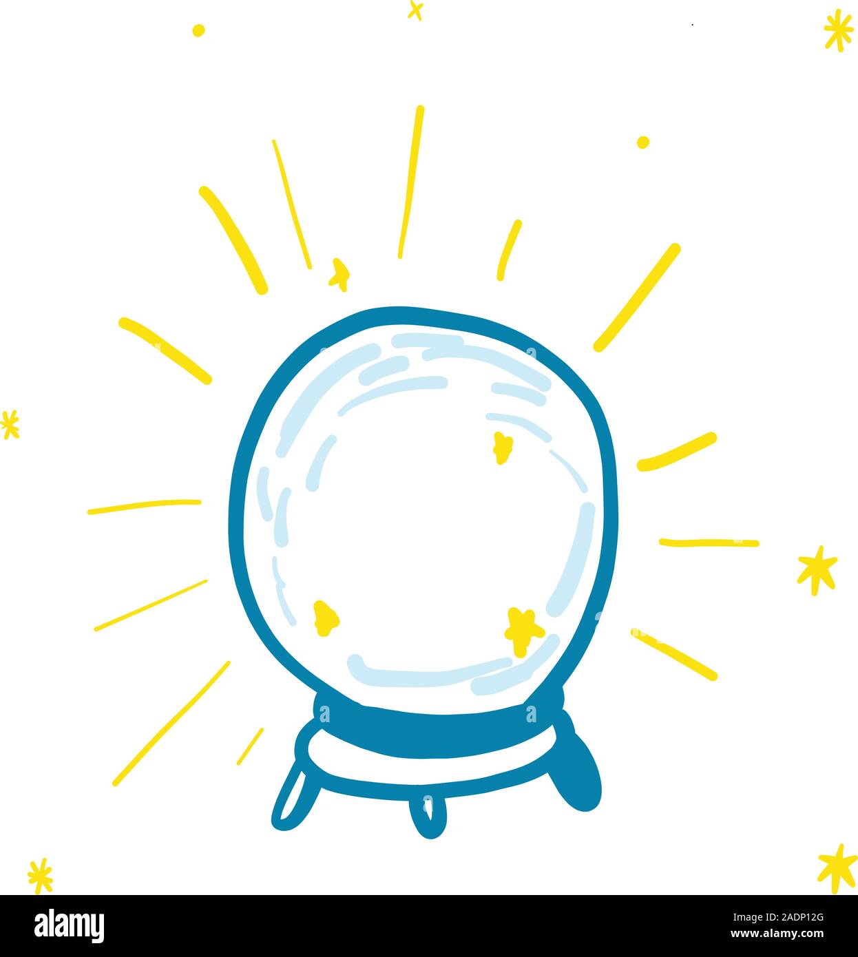 Boule de cristal en jaune et bleu couleurs en gribouillages hand drawn style. Pour Impression t-shirt pour enfants illustrations de mode enfants et adultes livres. L'illustration de mode dessin dans un style moderne. Illustration de Vecteur