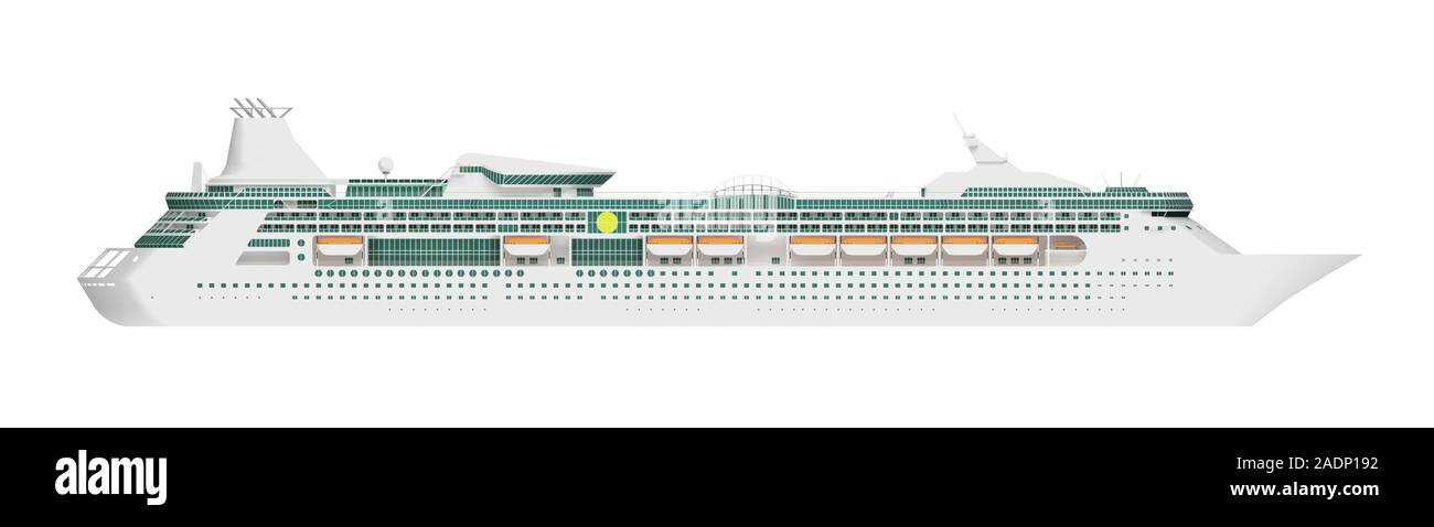 Vue du côté de croisière isolé sur blanc. Le rendu 3D Banque D'Images