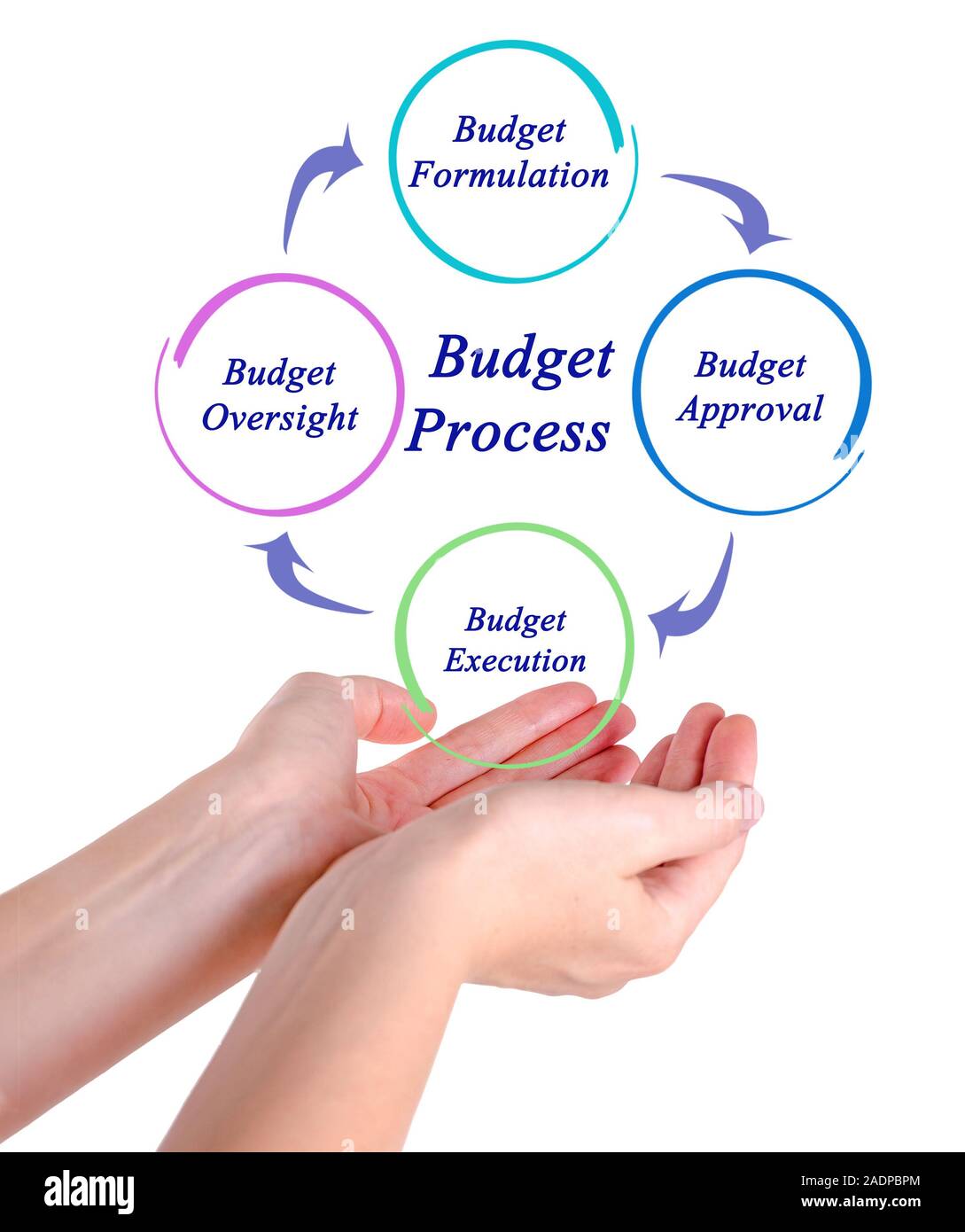Étapes de processus budgétaire Banque D'Images