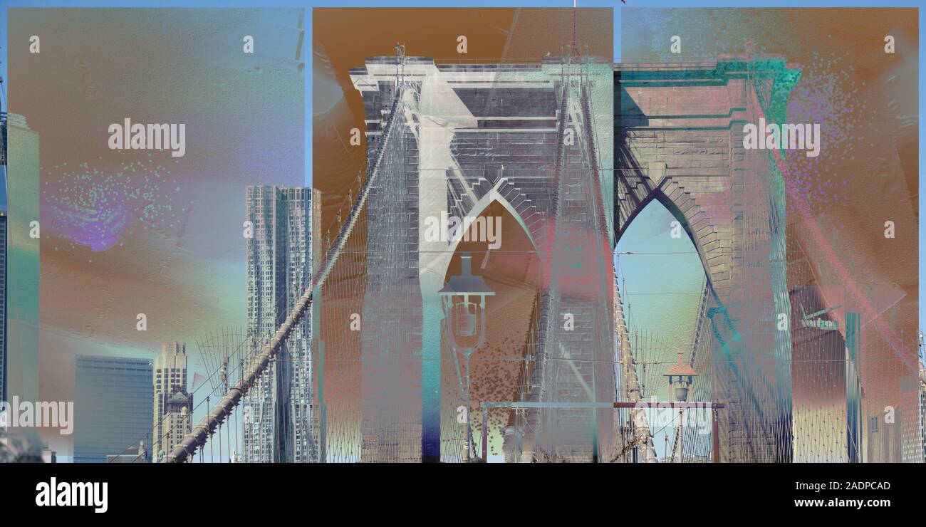 New York Pont de Brooklyn. L'art moderne Banque D'Images