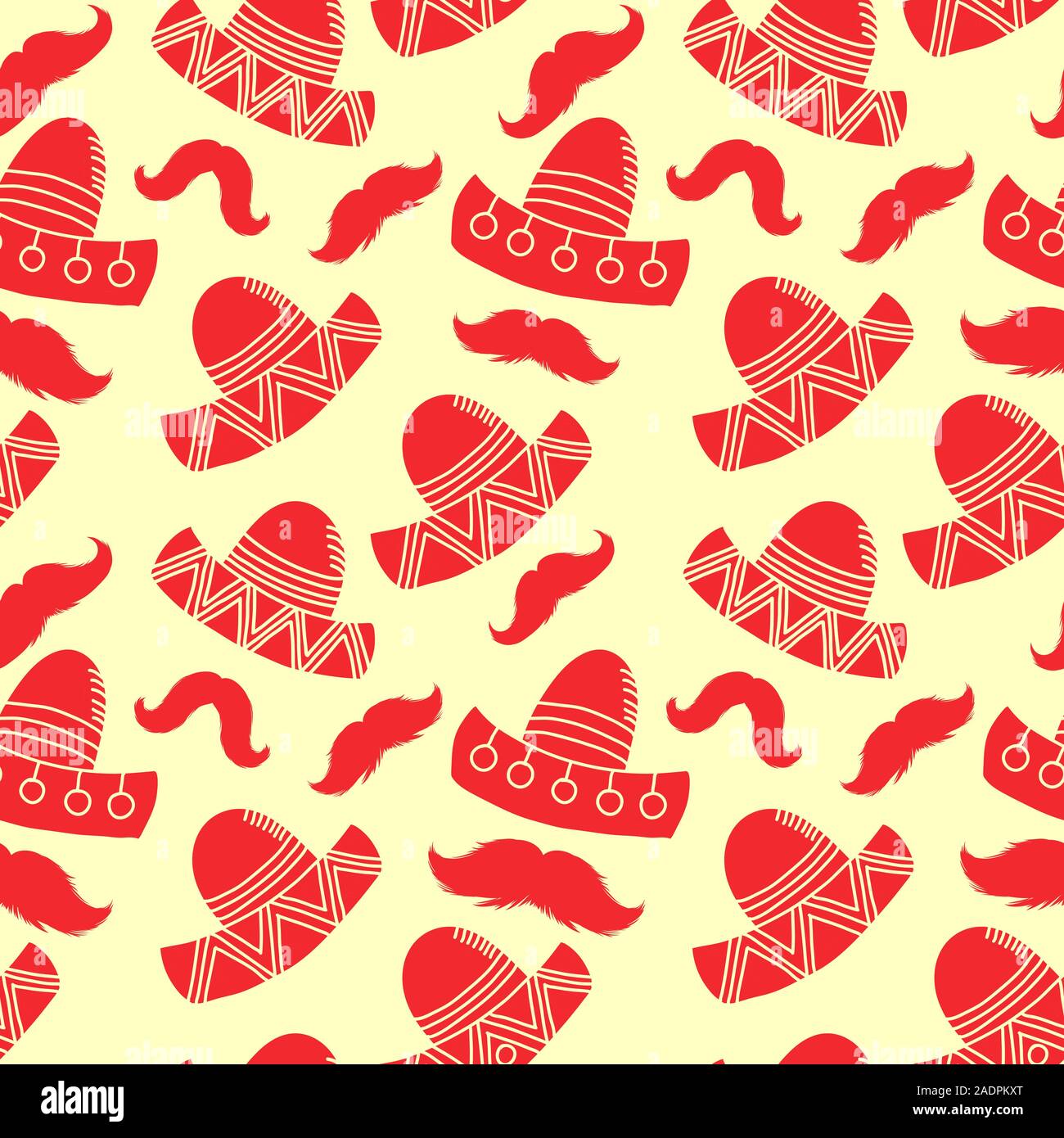 Drôle de Cinco de Mayo et le port d'accessoires de fête ou sombrero Mexican Hat. d'Amérique latine fête de 5 mai. Modèle vectoriel continu mexicain de fête Illustration de Vecteur