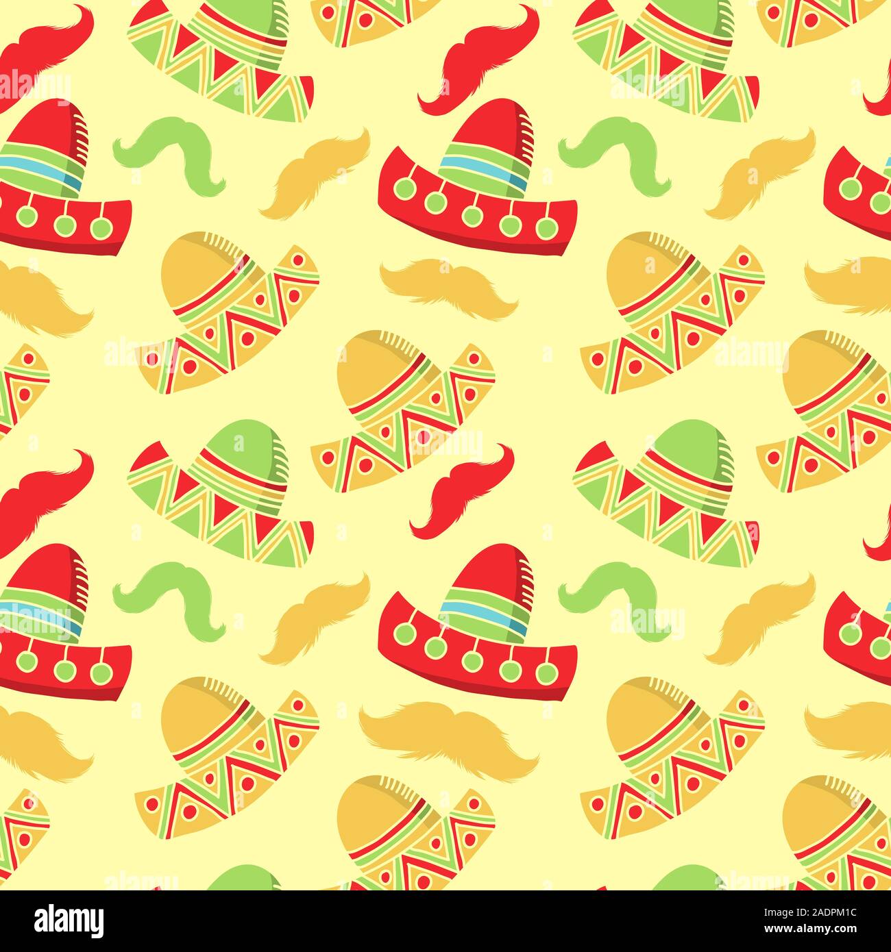 Drôle de Cinco de Mayo et le port d'accessoires de fête ou sombrero Mexican Hat. d'Amérique latine fête de 5 mai. Modèle vectoriel continu mexicain de fête Illustration de Vecteur