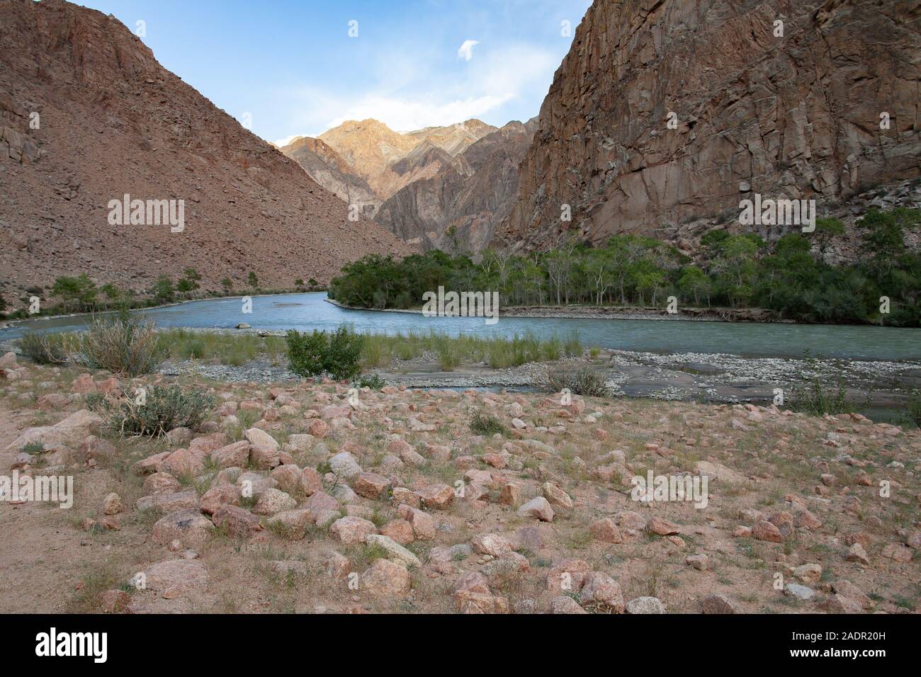 Paysages de la Mongolie, Hovd river Banque D'Images