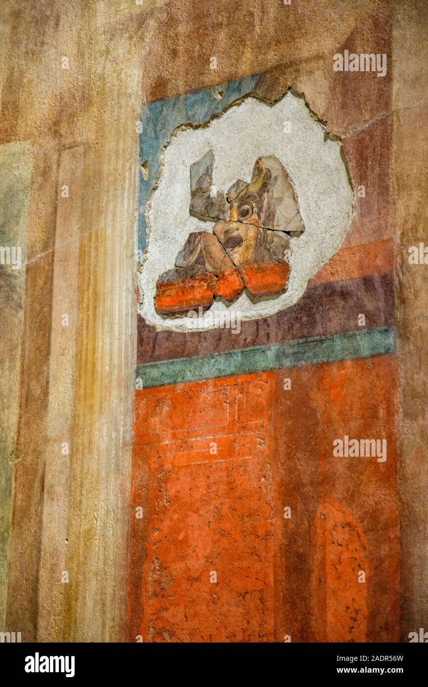 Fresque romaine, fresques romaines, peinture murale d'une pièce dans la Maison d'Auguste, Domus Augusti, Mont Palatin, Forum romain, Rome, Italie Banque D'Images
